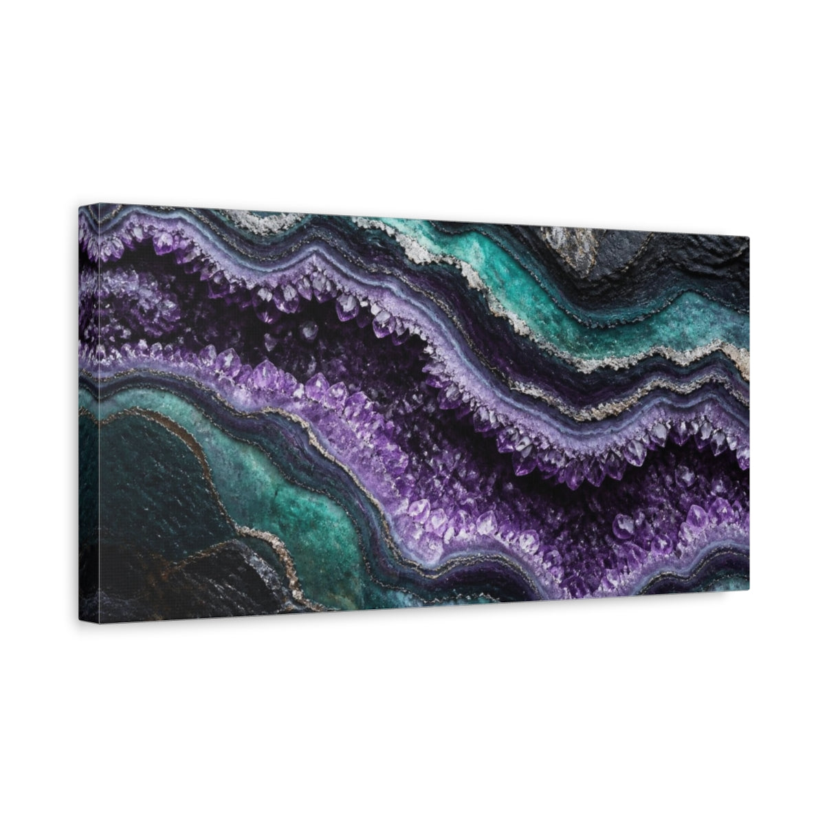 Side Mockup 3. Nature Amethyst Geode shown as canvas print