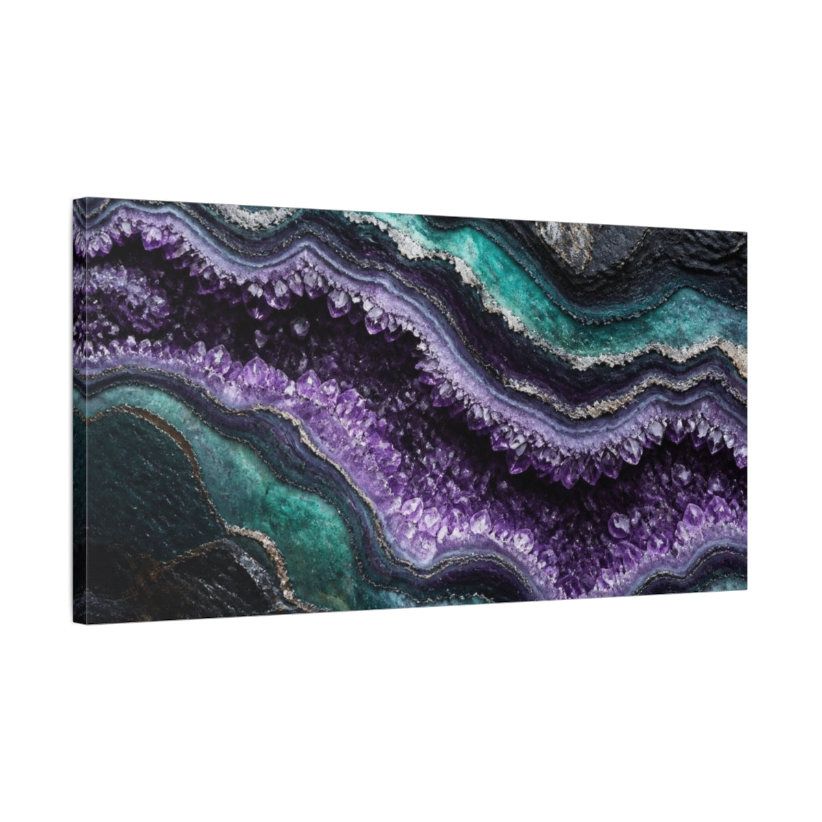 Side Mockup 1. Nature Amethyst Geode shown as canvas print