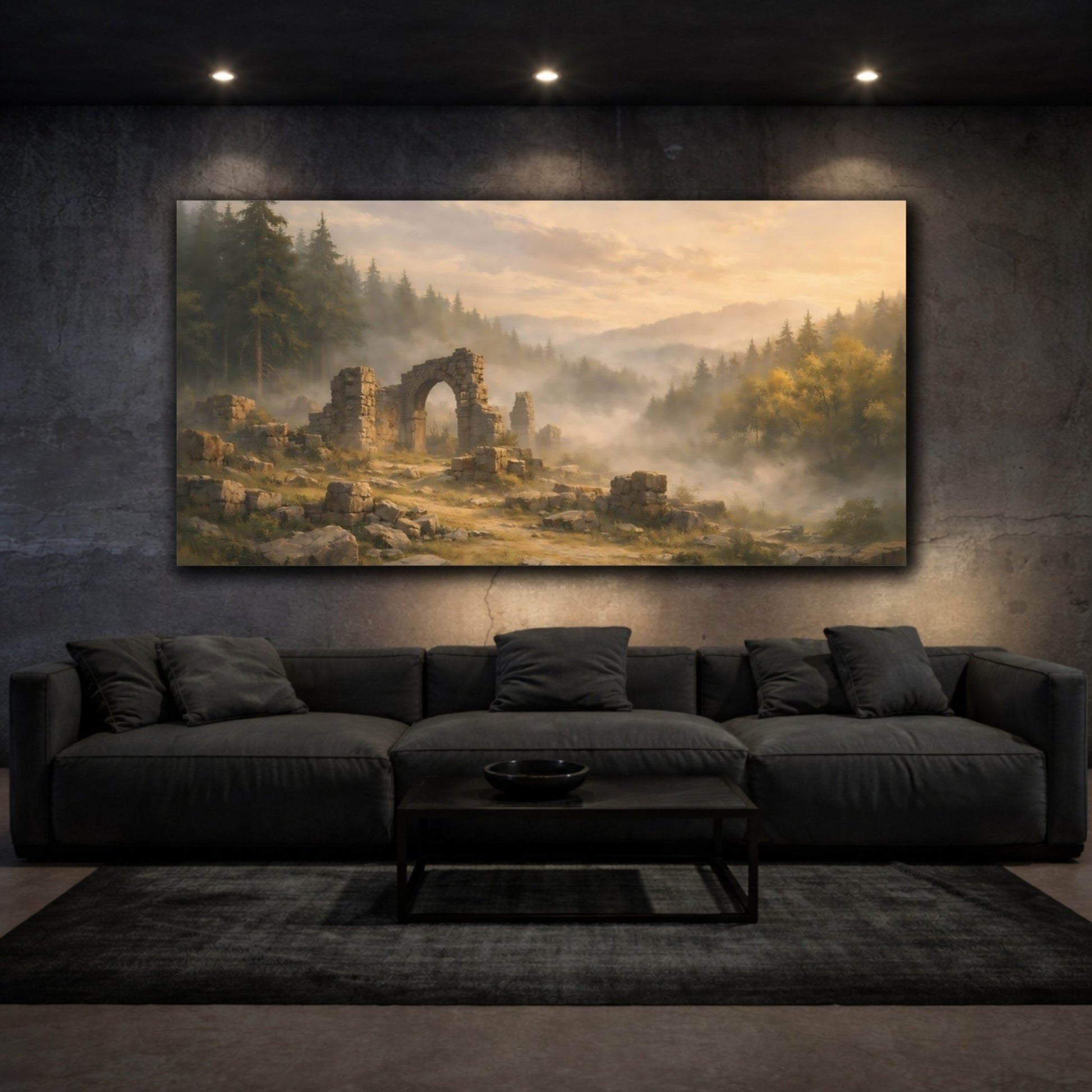Nature Ancient Ruins Misty Forest - Canvas Wall Art Print - YesArtYes