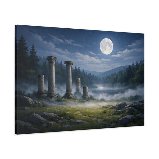 Nature Ancient Ruins Moonlit - Canvas Wall Art Print - YesArtYes