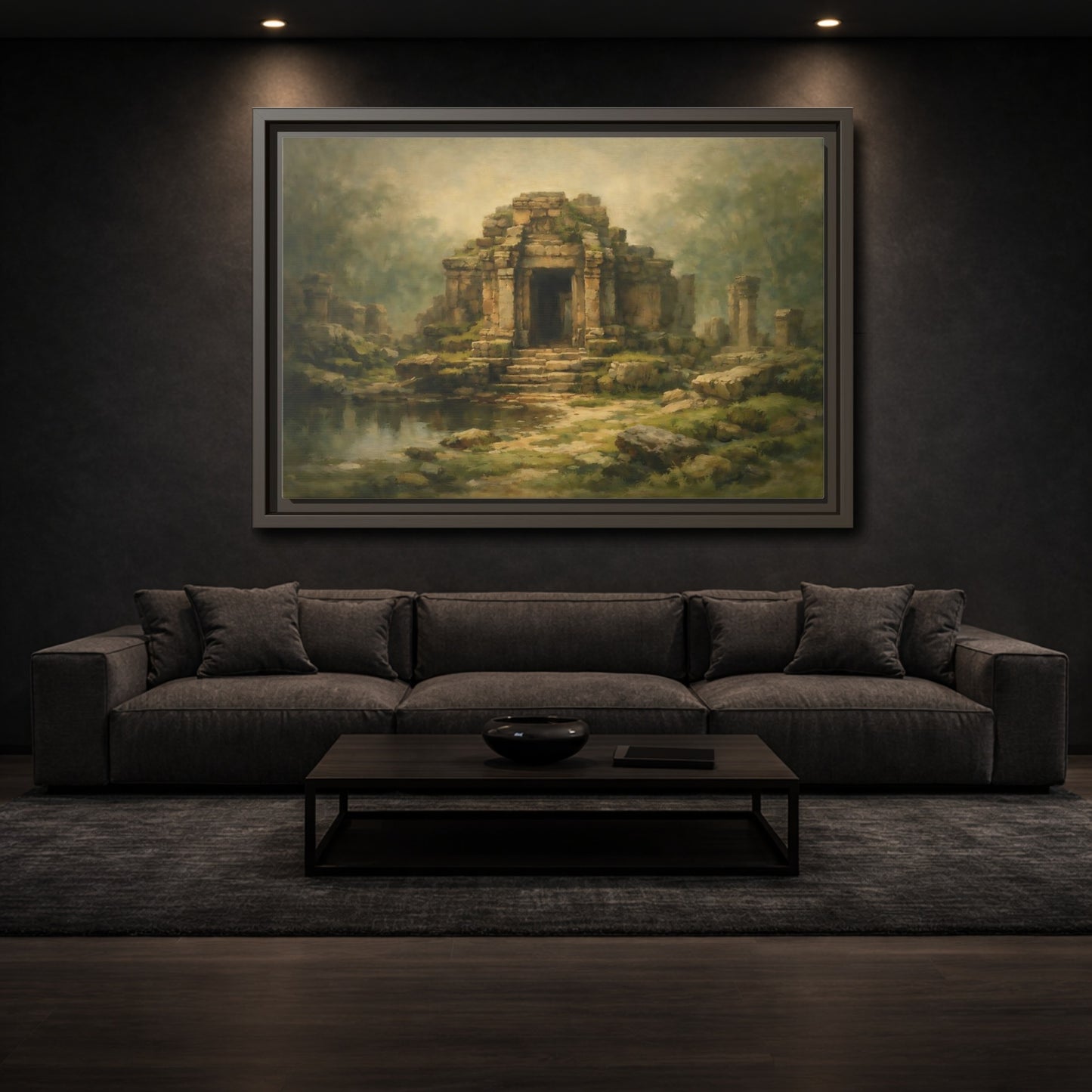 Mockup 2. Nature Ancient Temple Ancient Temple Ruins shown as stretched canvas wall art