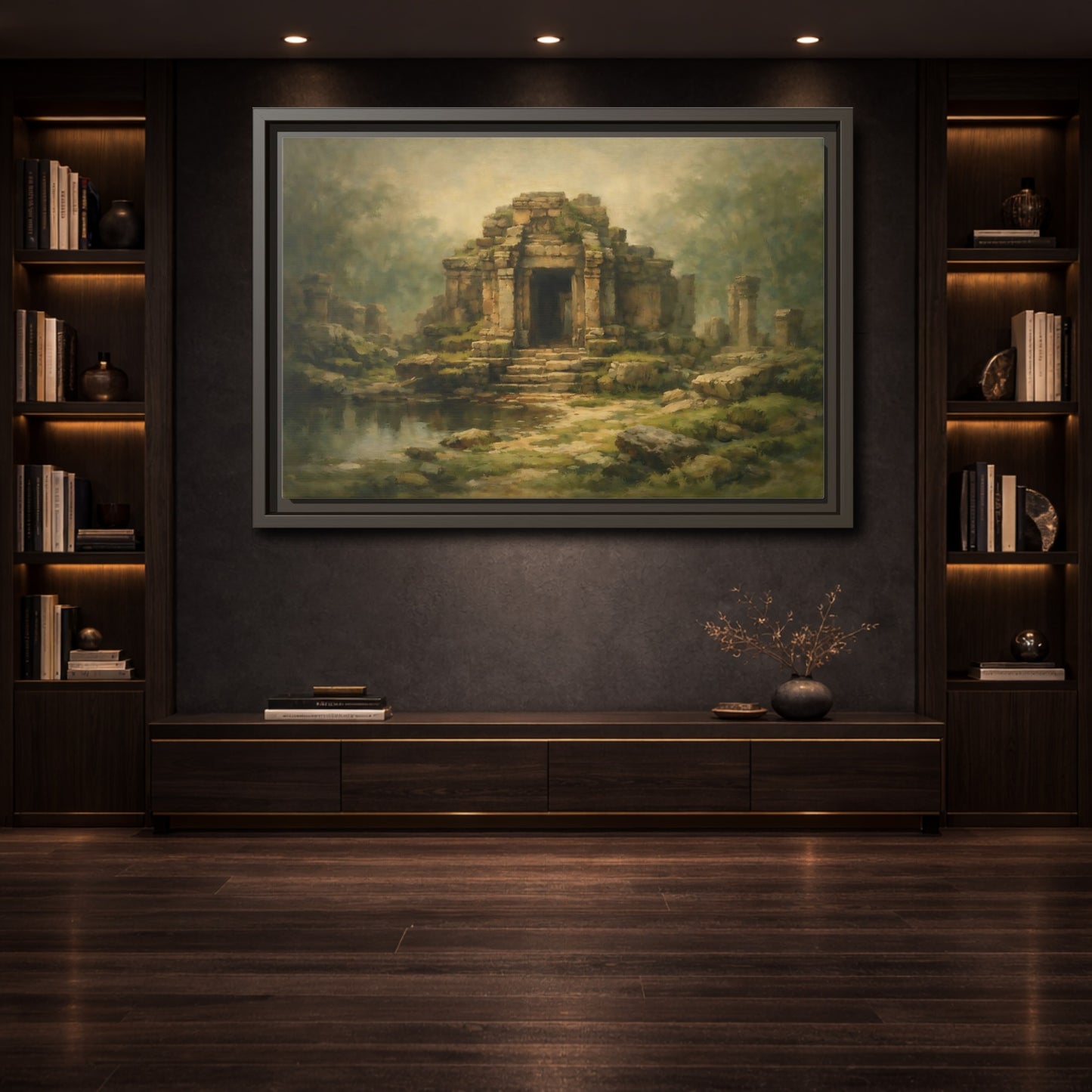 Mockup 3. Nature Ancient Temple Ancient Temple Ruins shown as stretched canvas wall art