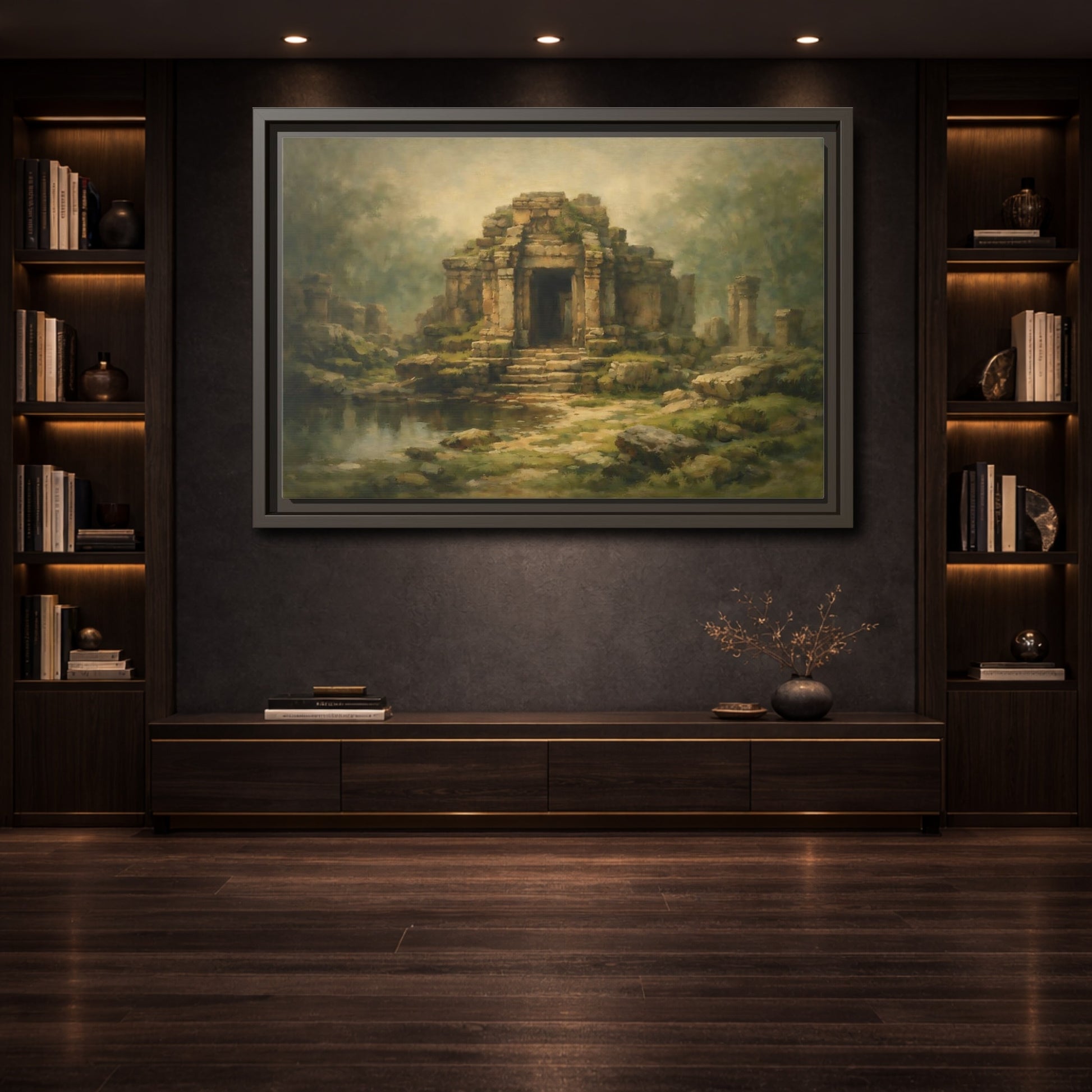 Mockup 3. Nature Ancient Temple Ancient Temple Ruins shown as stretched canvas wall art