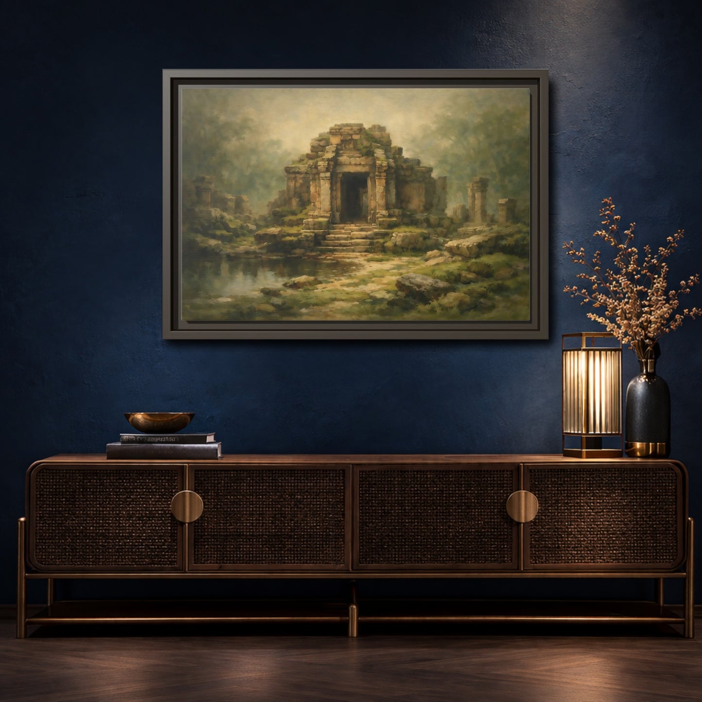 Mockup 4. Nature Ancient Temple Ancient Temple Ruins shown as stretched canvas wall art