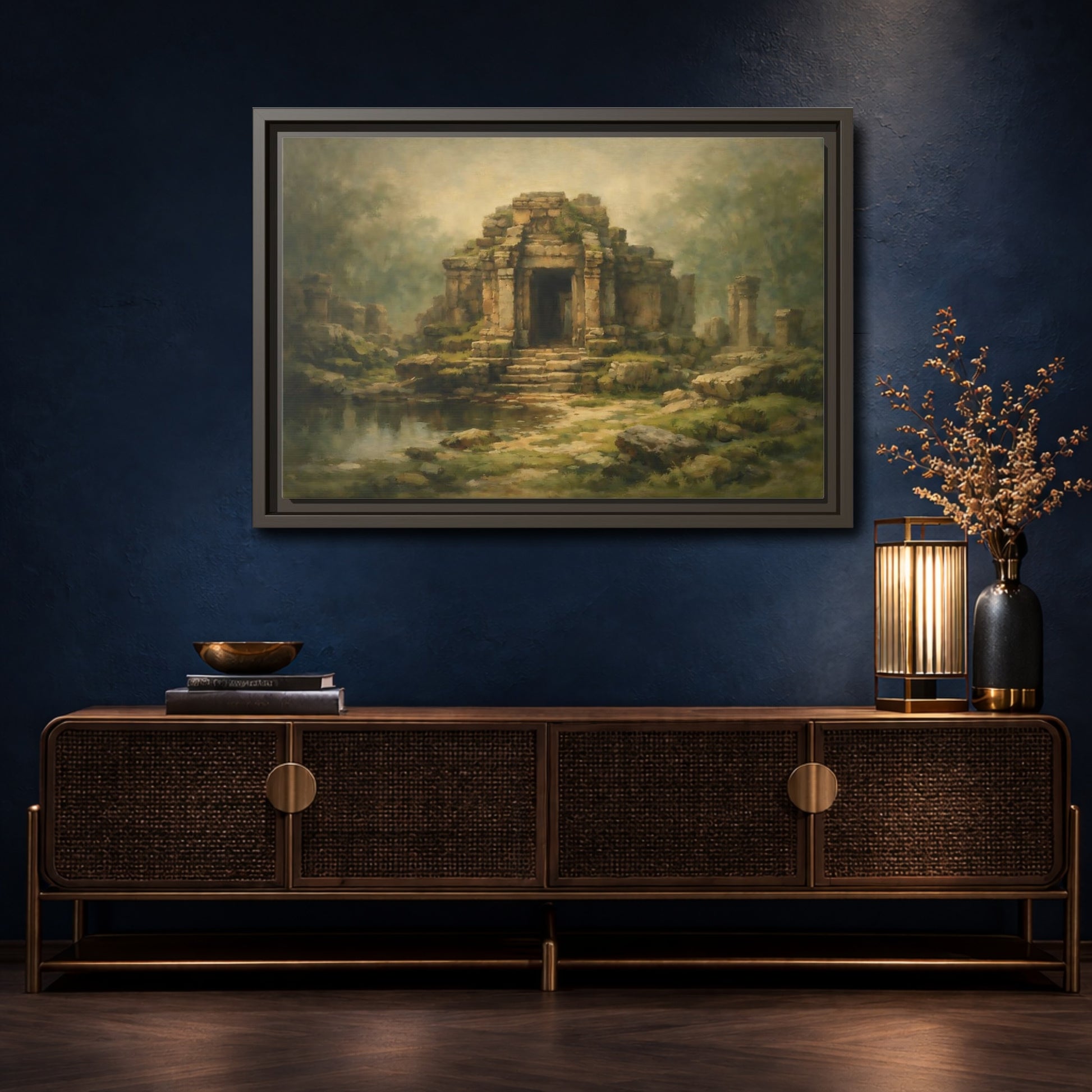 Mockup 4. Nature Ancient Temple Ancient Temple Ruins shown as stretched canvas wall art