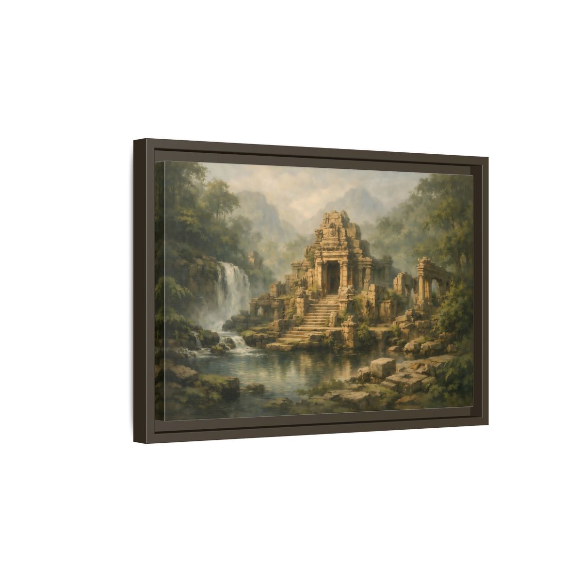 Side Mockup 5. Nature Ancient Temple Jungle Temple Ruins shown as stretched canvas wall art