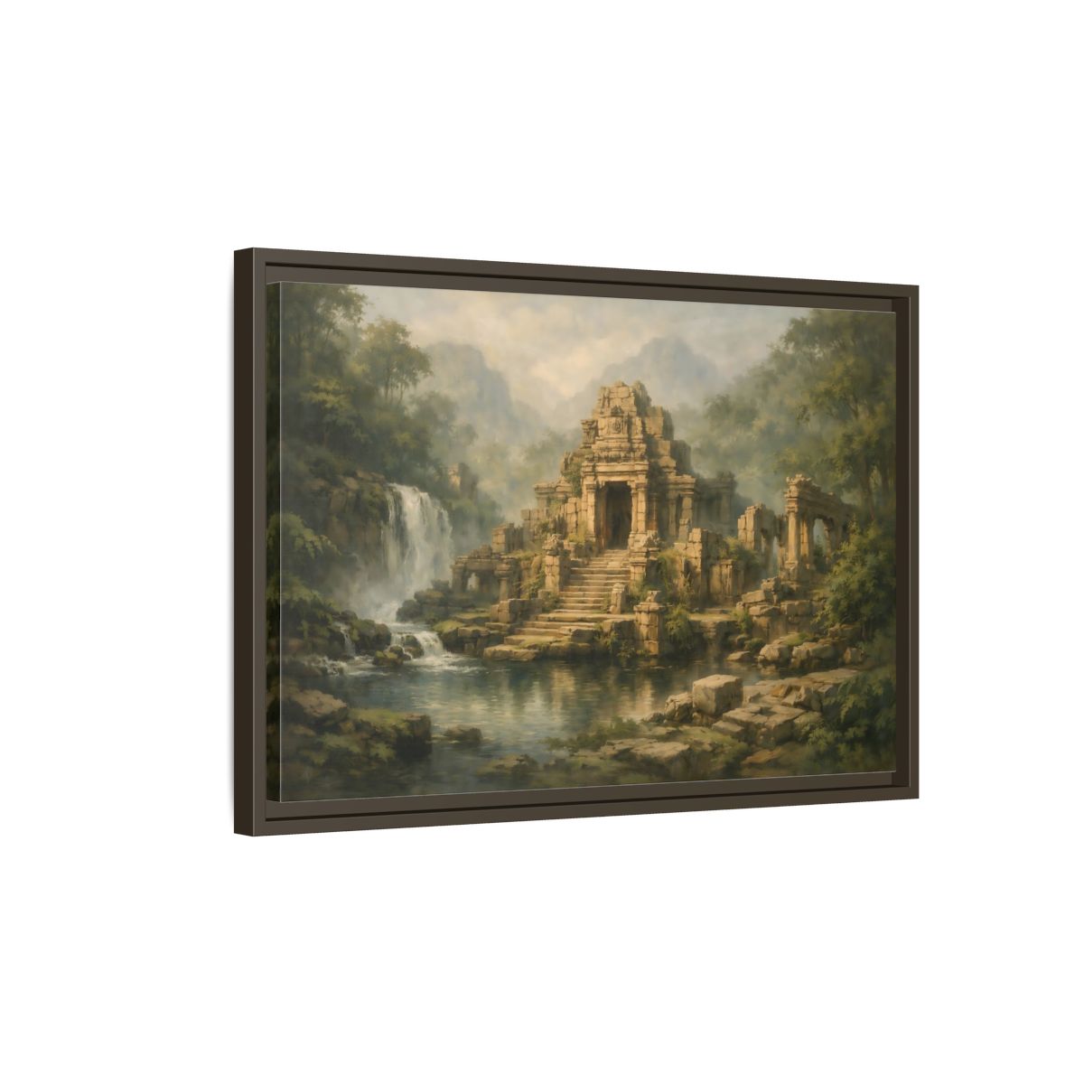 Side Mockup 2. Nature Ancient Temple Jungle Temple Ruins shown as stretched canvas wall art