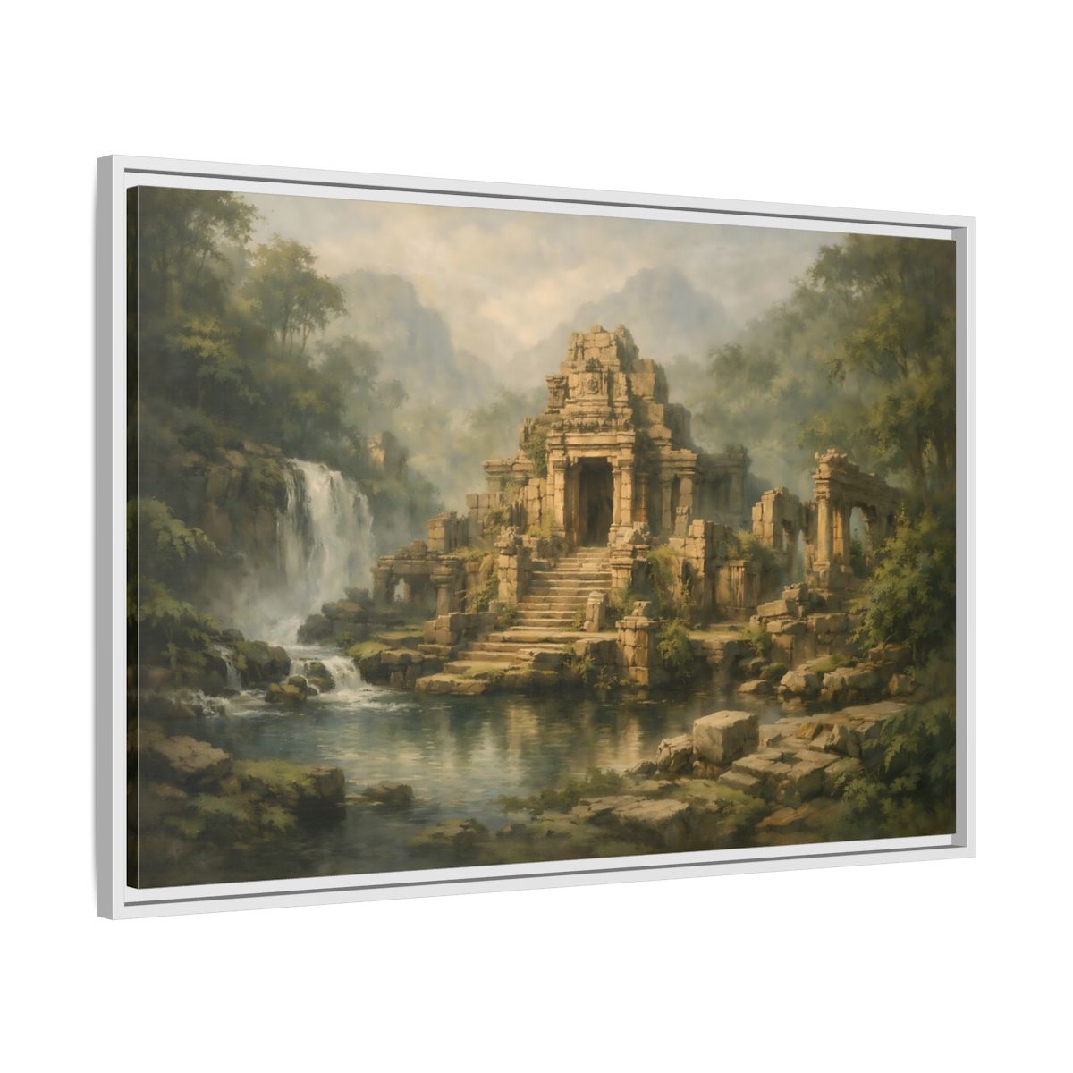 Side Mockup 8. Nature Ancient Temple Jungle Temple Ruins shown as stretched canvas wall art