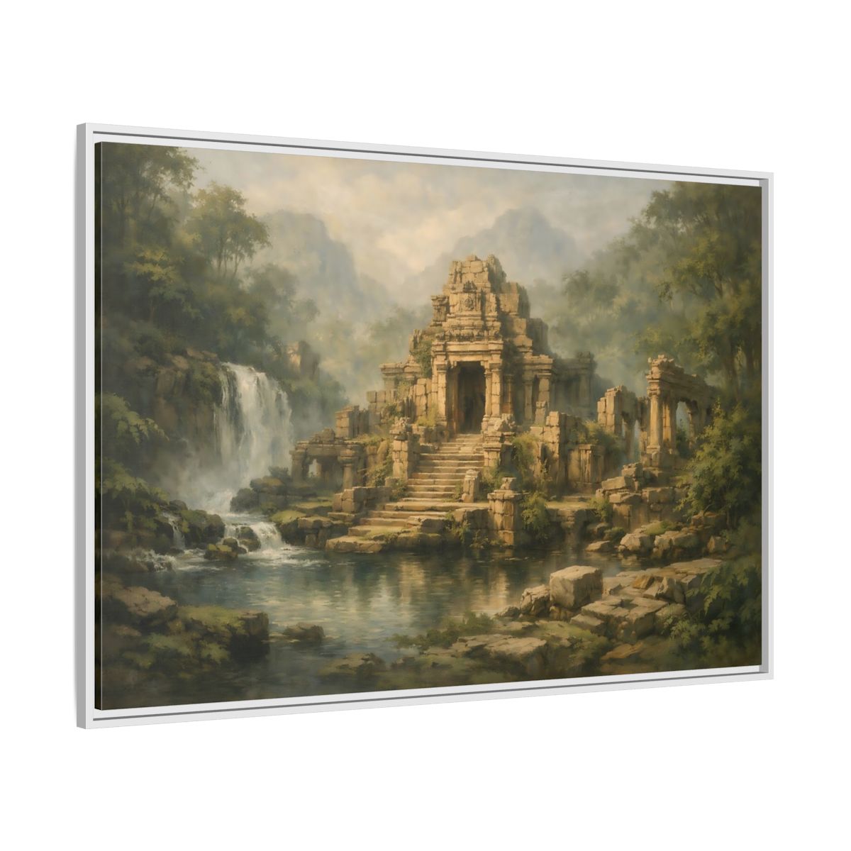 Side Mockup 7. Nature Ancient Temple Jungle Temple Ruins shown as stretched canvas wall art
