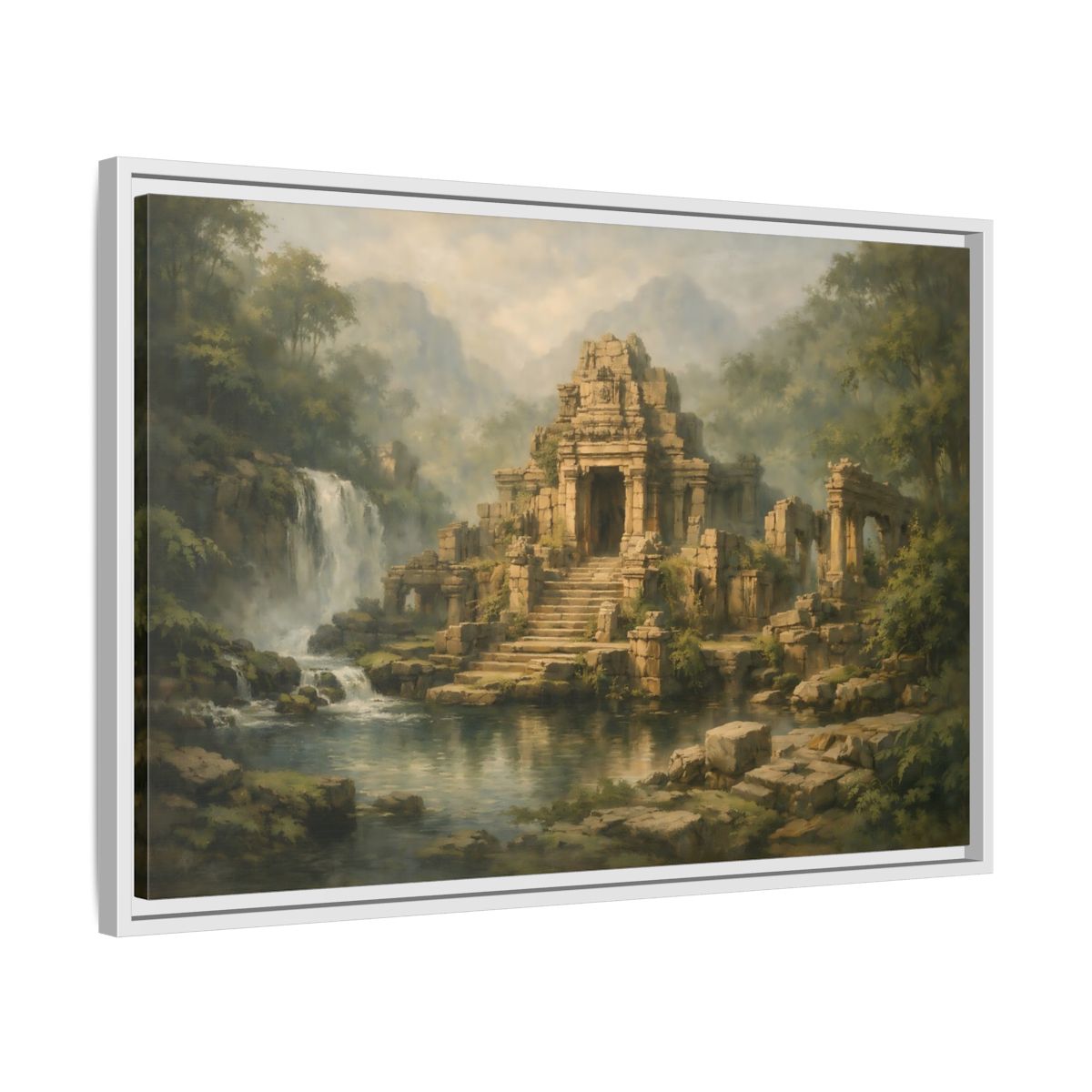 Side Mockup 10. Nature Ancient Temple Jungle Temple Ruins shown as stretched canvas wall art