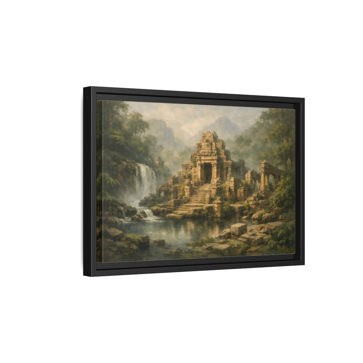 Side Mockup 6. Nature Ancient Temple Jungle Temple Ruins shown as stretched canvas wall art