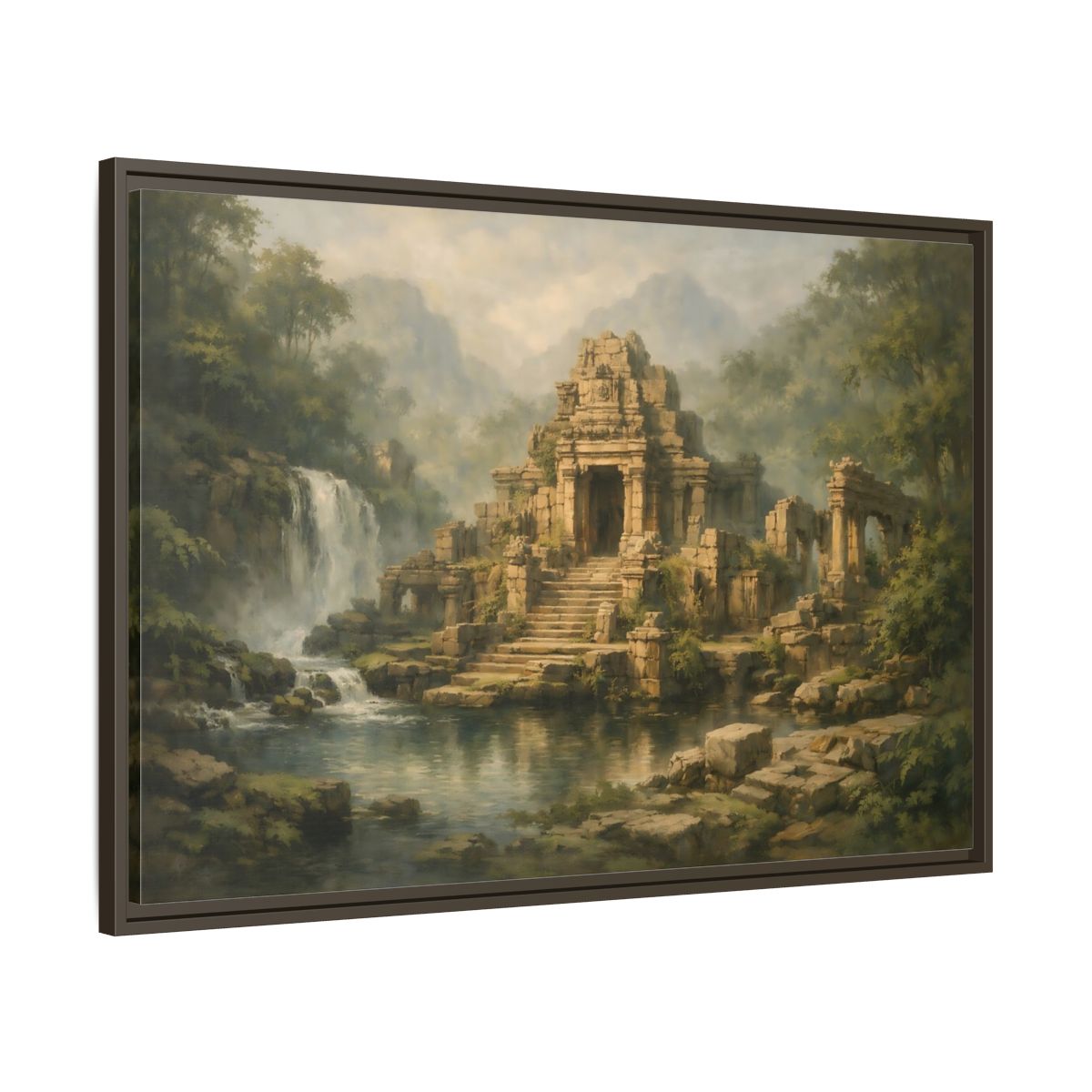 Side Mockup 9. Nature Ancient Temple Jungle Temple Ruins shown as stretched canvas wall art