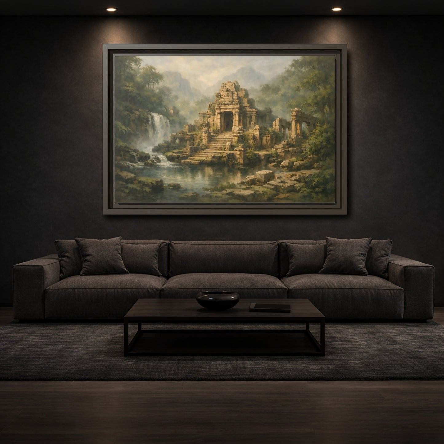 Mockup 2. Nature Ancient Temple Jungle Temple Ruins shown as stretched canvas wall art
