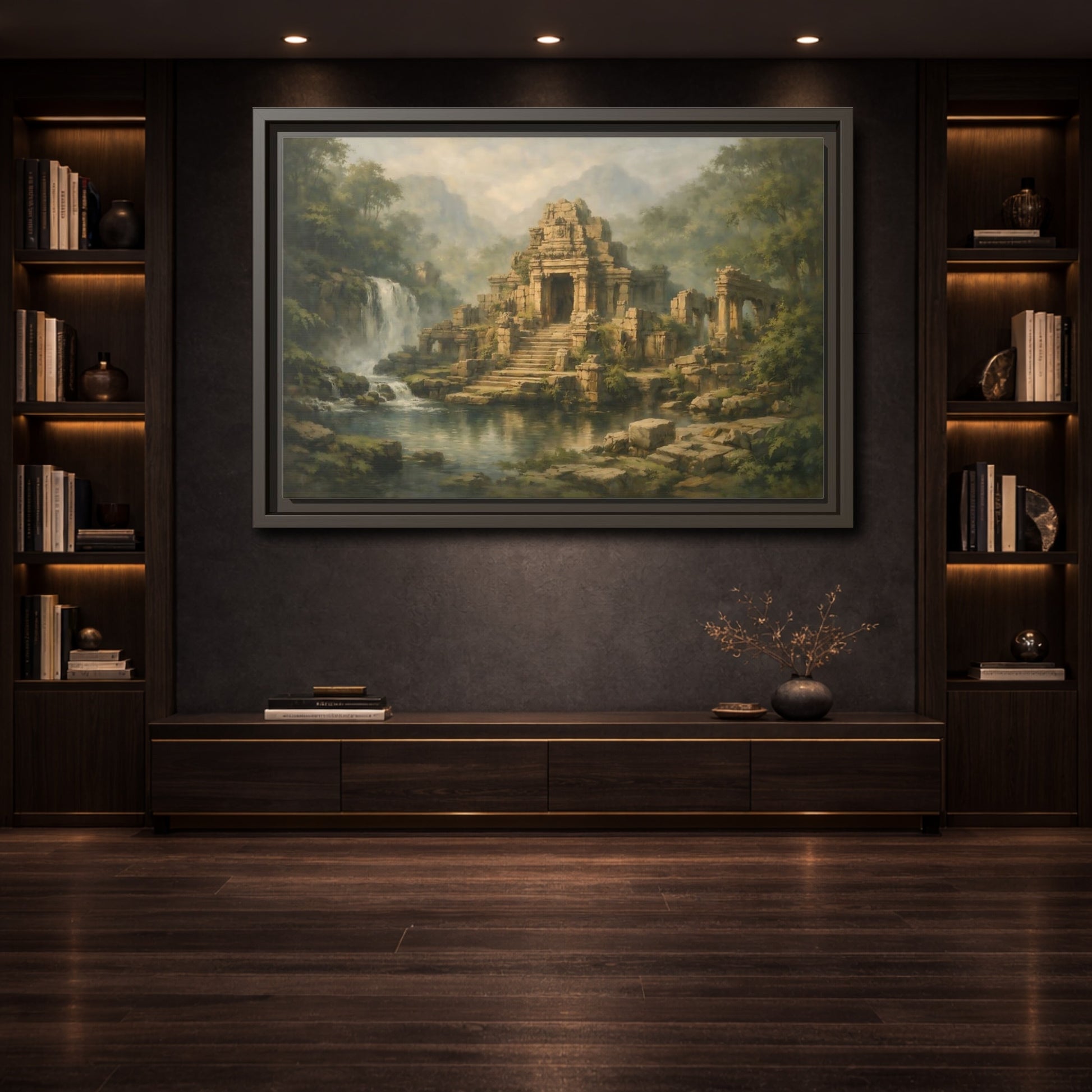 Mockup 3. Nature Ancient Temple Jungle Temple Ruins shown as stretched canvas wall art