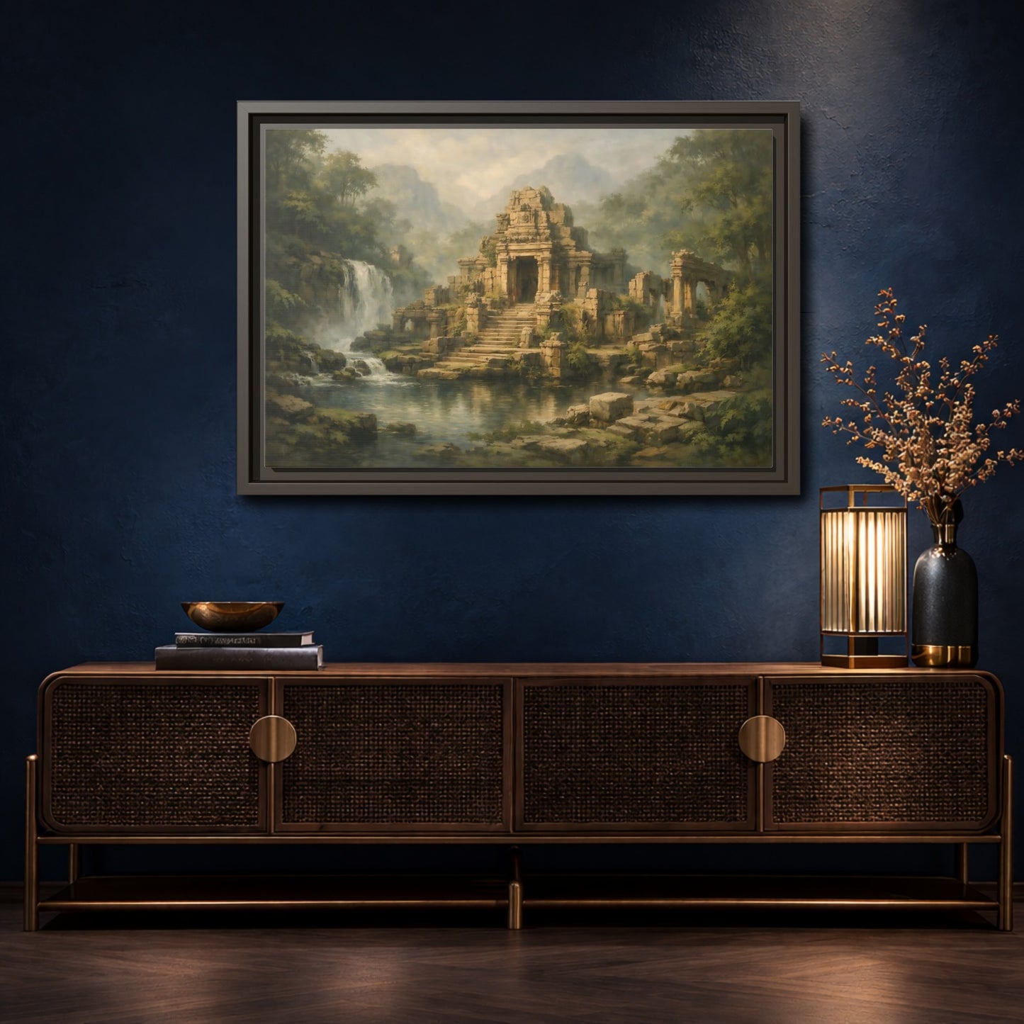 Mockup 4. Nature Ancient Temple Jungle Temple Ruins shown as stretched canvas wall art