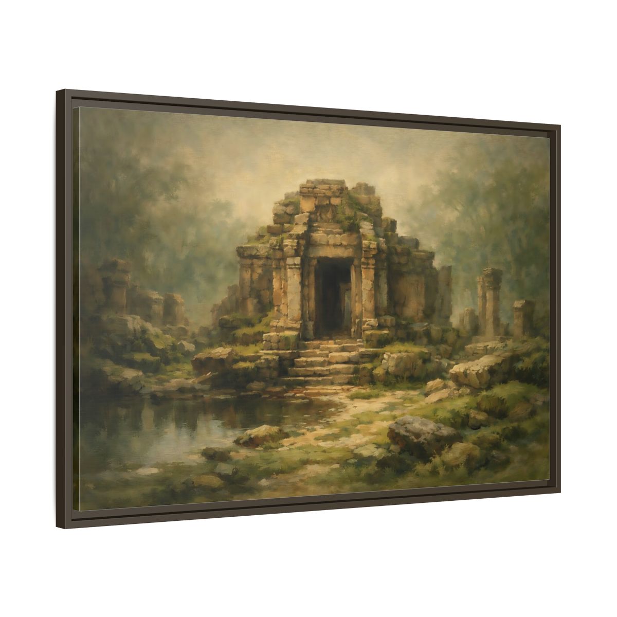 Side Mockup 9. Nature Ancient Temple Ancient Temple Ruins shown as stretched canvas wall art