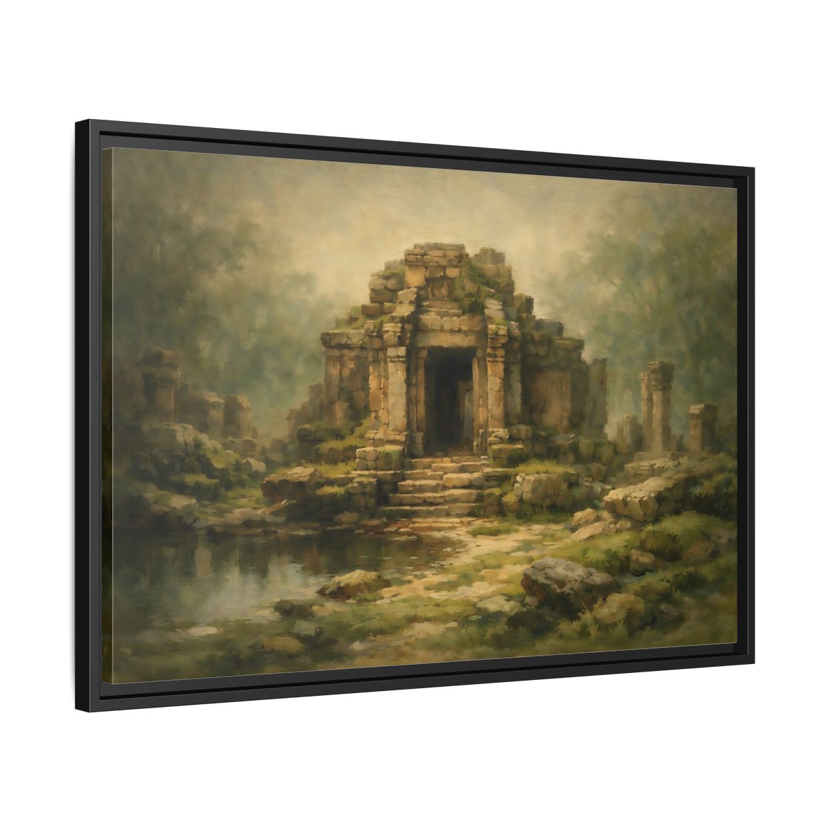 Side Mockup 14. Nature Ancient Temple Ancient Temple Ruins shown as stretched canvas wall art