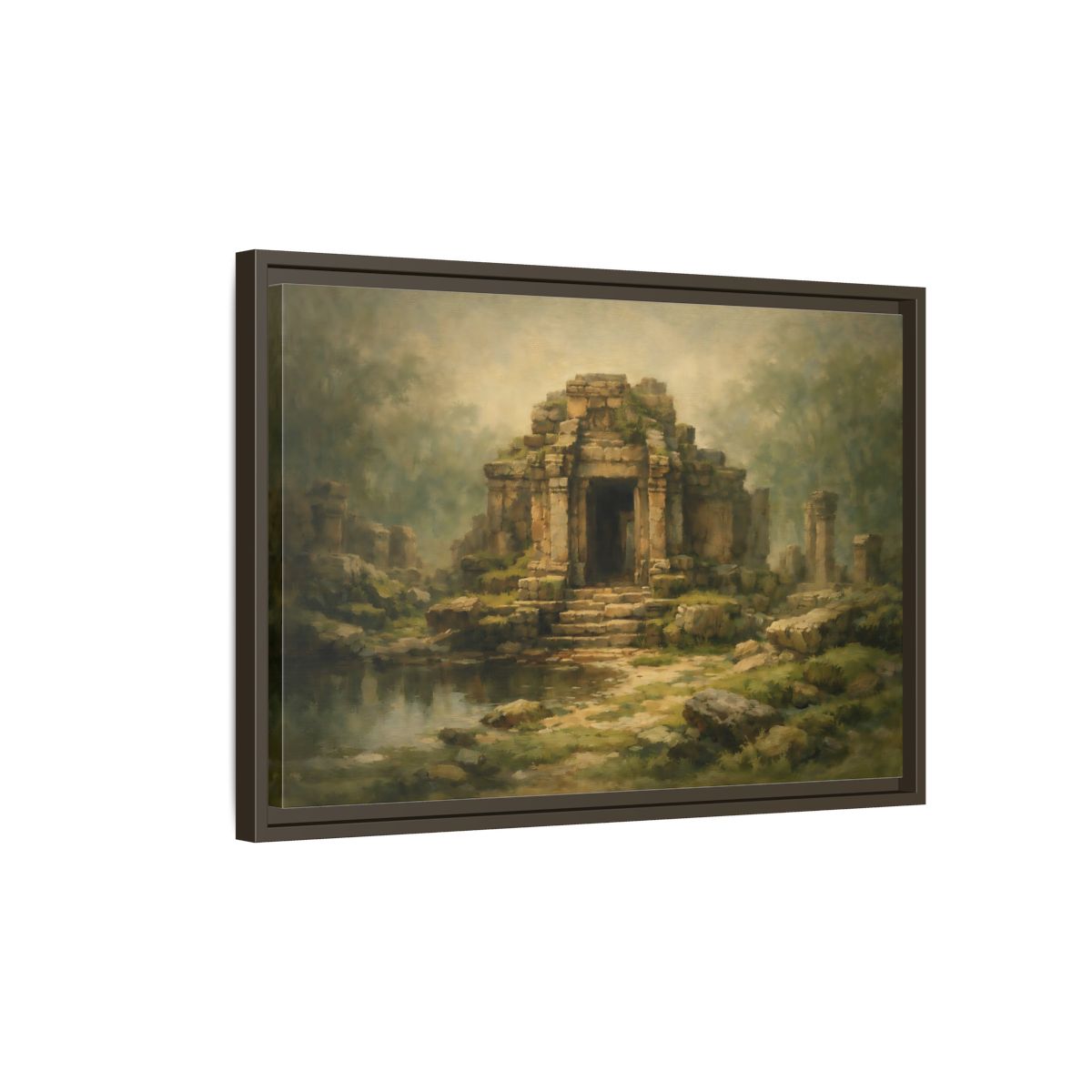 Side Mockup 2. Nature Ancient Temple Ancient Temple Ruins shown as stretched canvas wall art