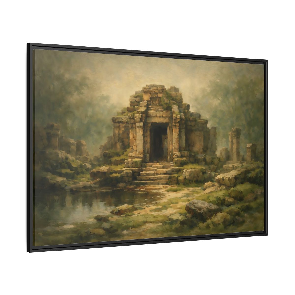 Side Mockup 12. Nature Ancient Temple Ancient Temple Ruins shown as stretched canvas wall art
