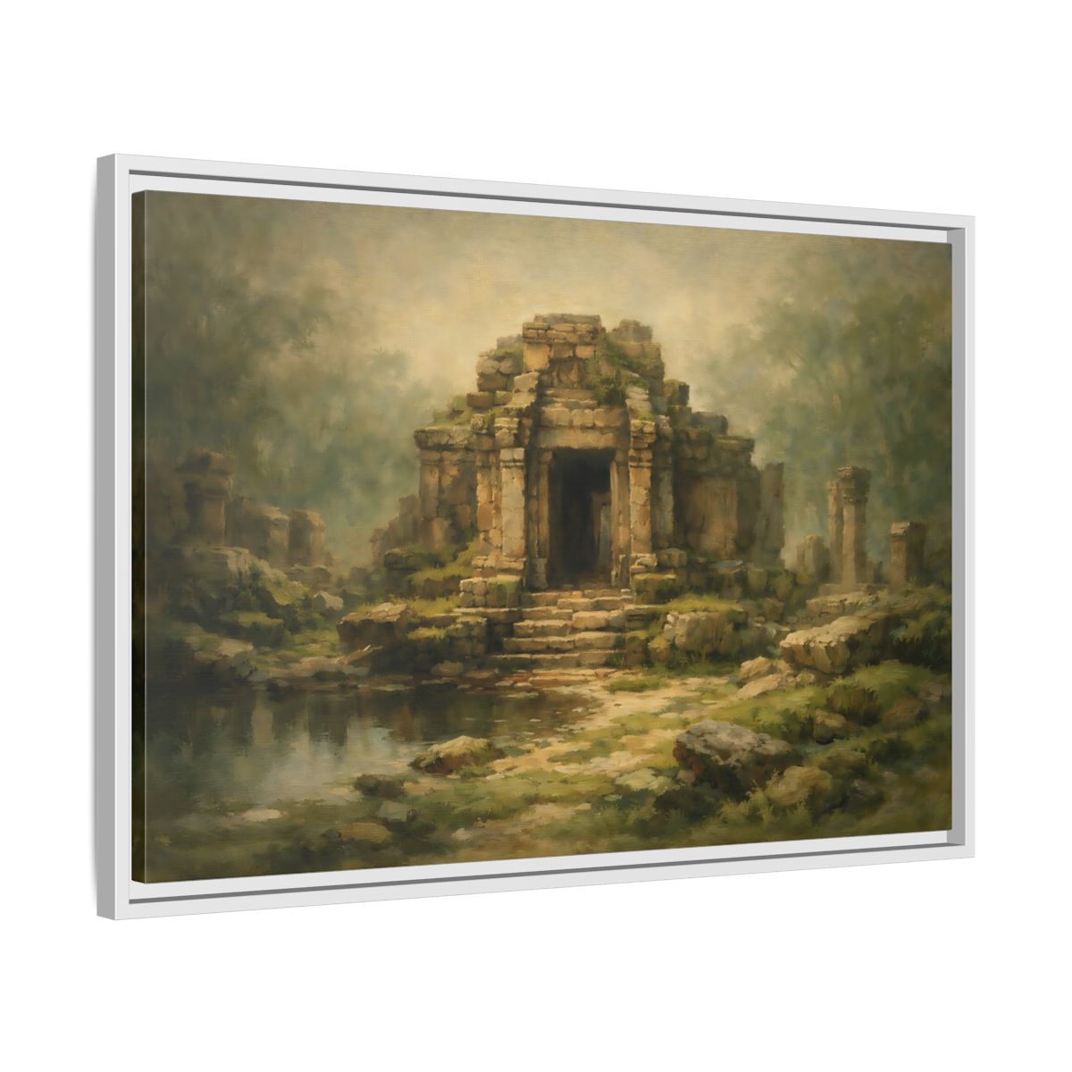 Side Mockup 10. Nature Ancient Temple Ancient Temple Ruins shown as stretched canvas wall art