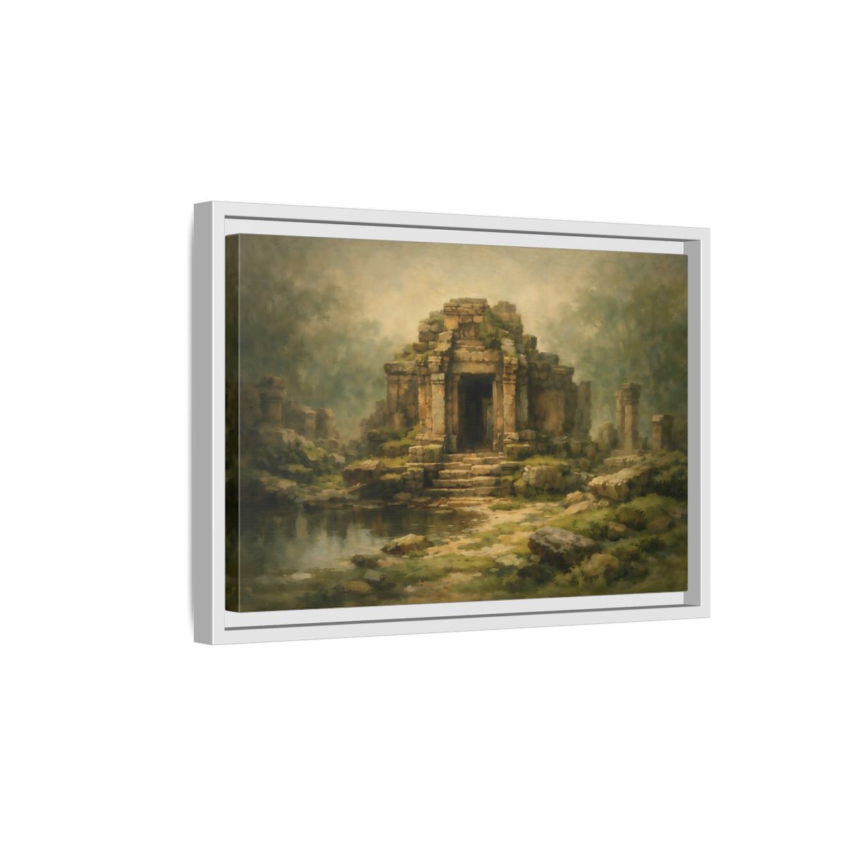 Side Mockup 4. Nature Ancient Temple Ancient Temple Ruins shown as stretched canvas wall art