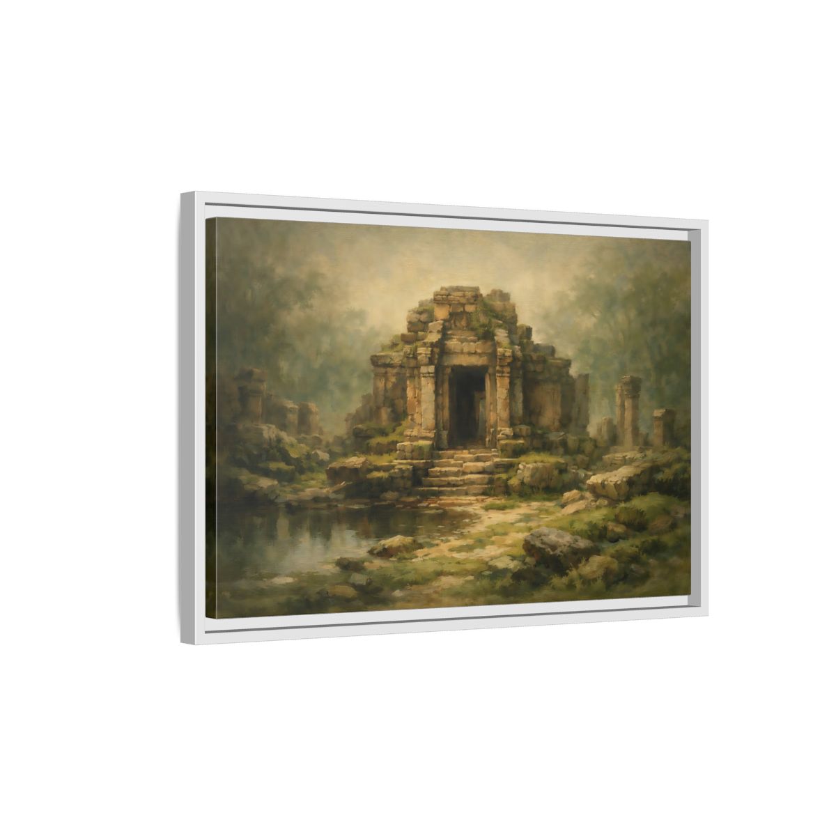 Side Mockup 1. Nature Ancient Temple Ancient Temple Ruins shown as stretched canvas wall art