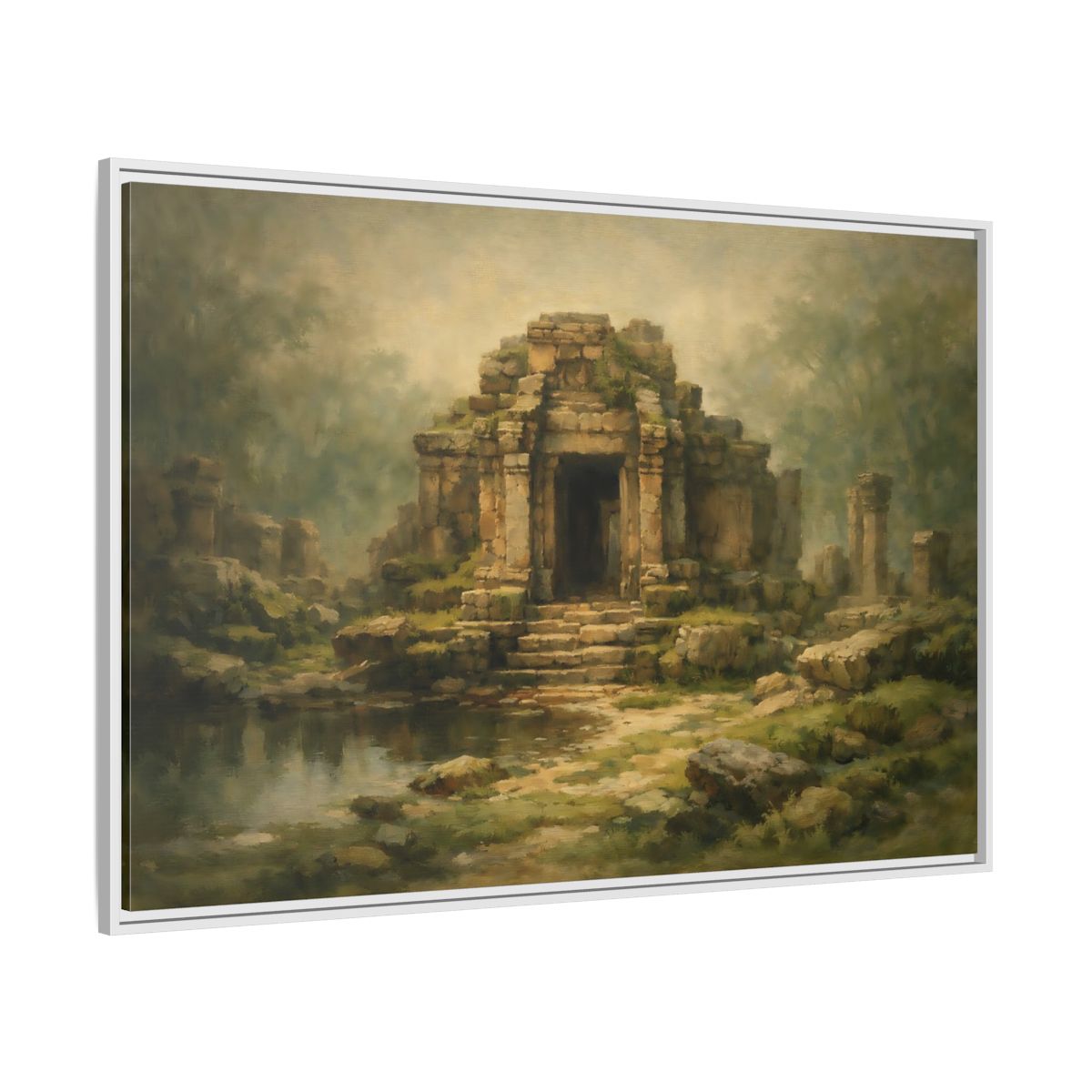 Side Mockup 7. Nature Ancient Temple Ancient Temple Ruins shown as stretched canvas wall art