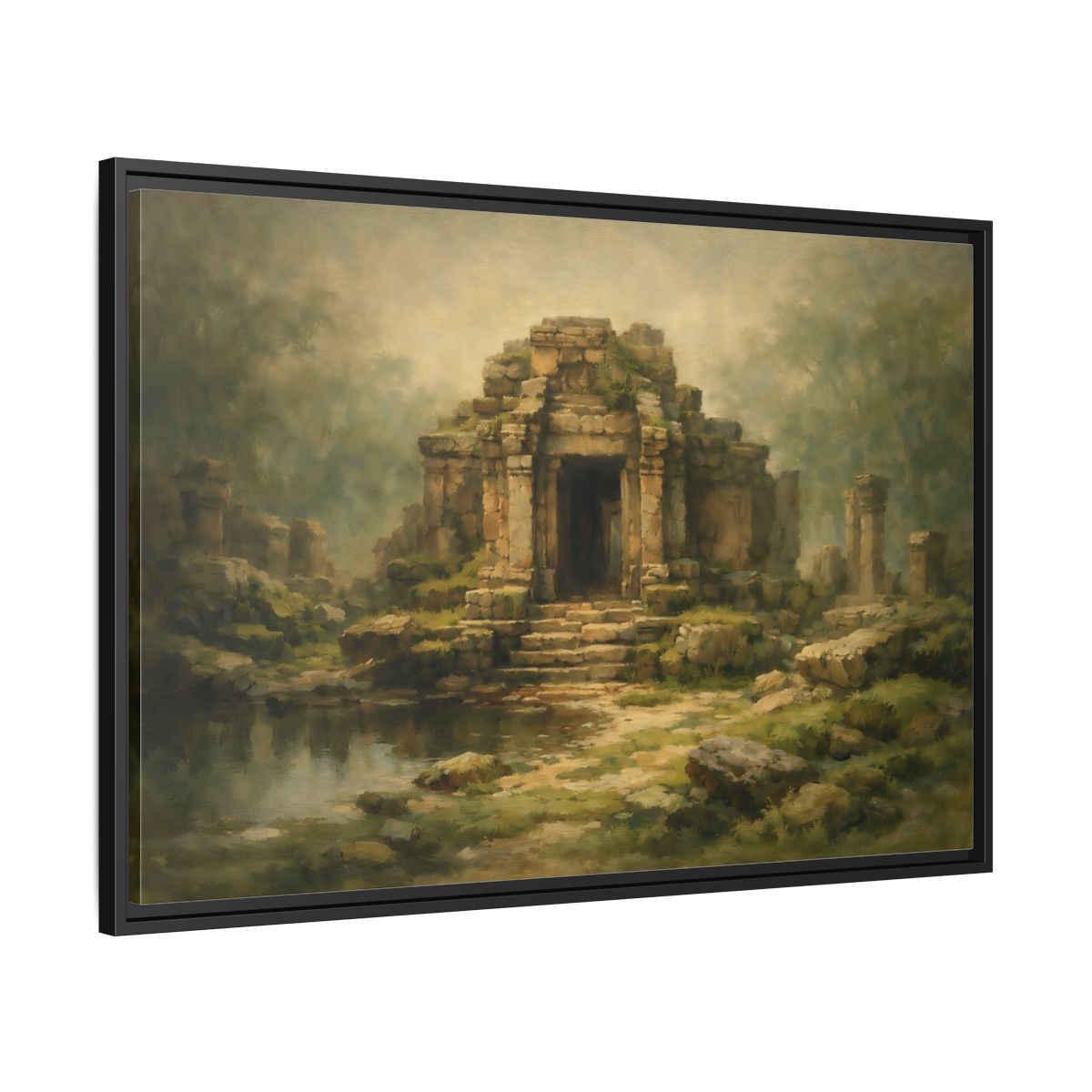 Side Mockup 13. Nature Ancient Temple Ancient Temple Ruins shown as stretched canvas wall art