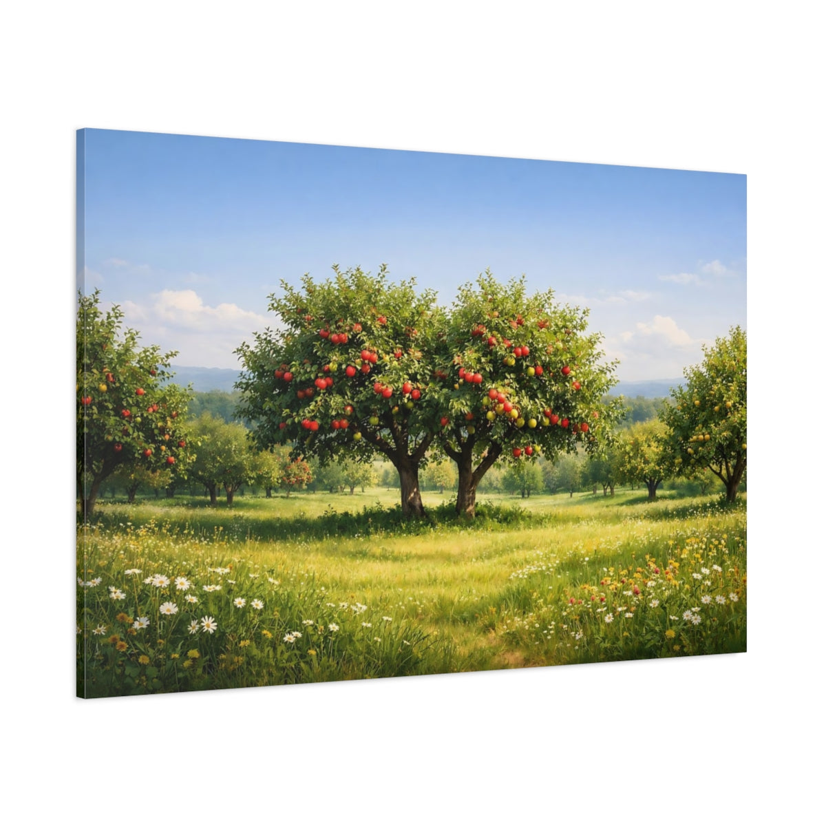 Main Mockup. Nature Apple Trees Red Green Apple Trees shown as stretched canvas wall art