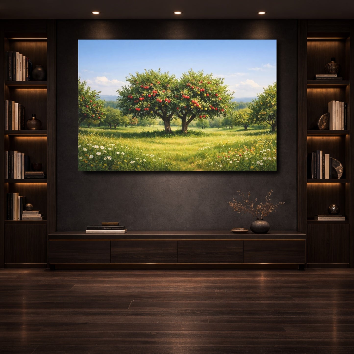 Mockup 3. Nature Apple Trees Red Green Apple Trees shown as stretched canvas wall art