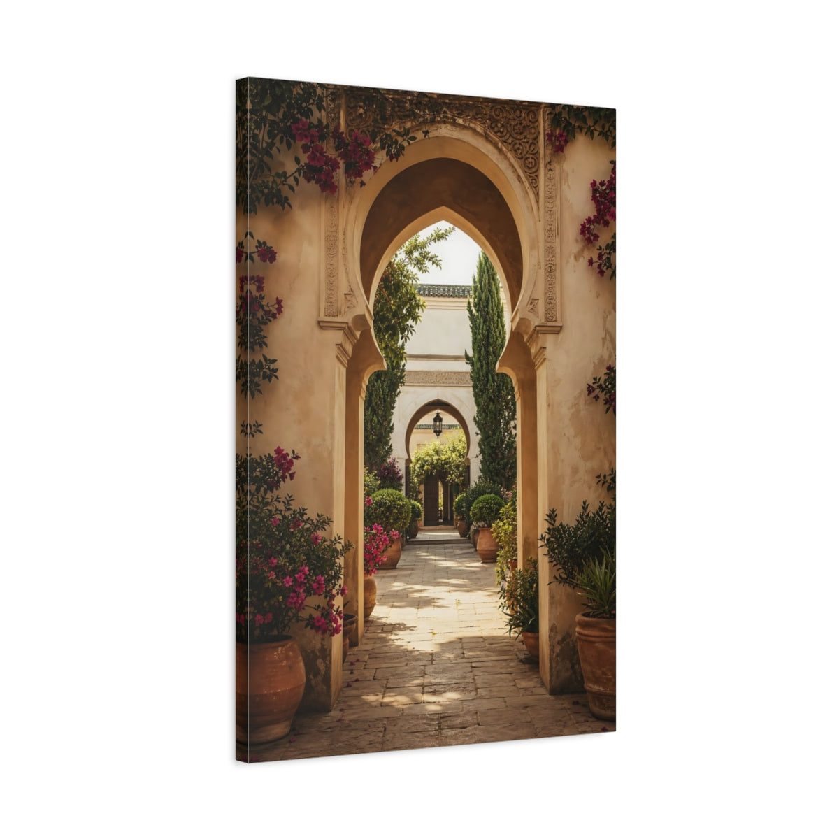 Side Mockup 2. Nature Archway Moroccan Garden Arch shown as stretched canvas wall art