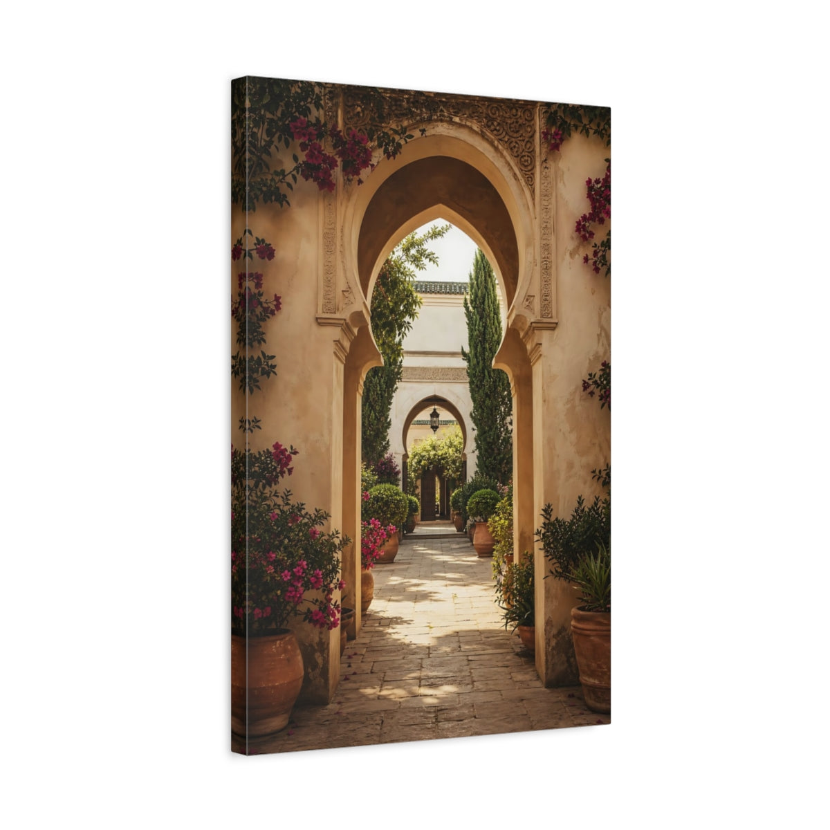 Side Mockup 3. Nature Archway Moroccan Garden Arch shown as stretched canvas wall art