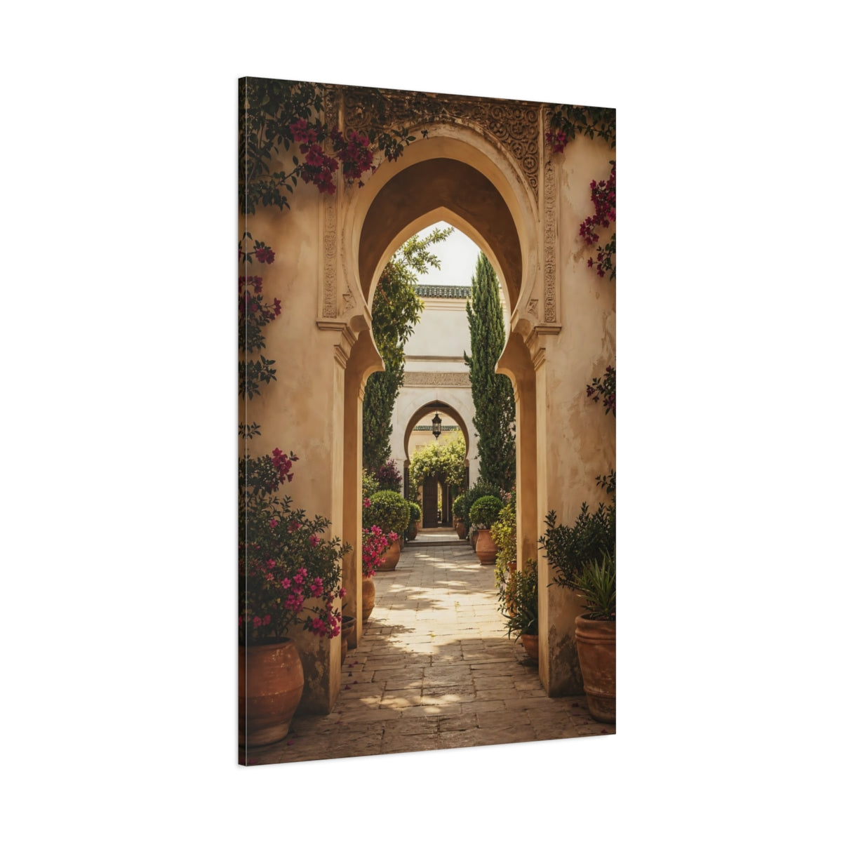 Side Mockup 1. Nature Archway Moroccan Garden Arch shown as stretched canvas wall art