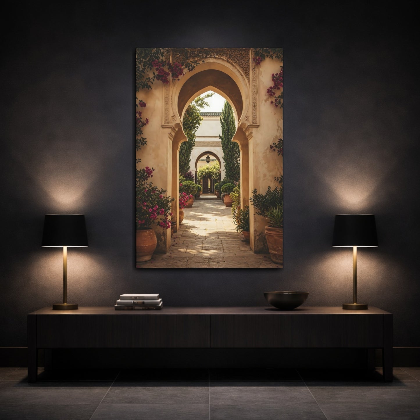 Mockup 3. Nature Archway Moroccan Garden Arch shown as stretched canvas wall art