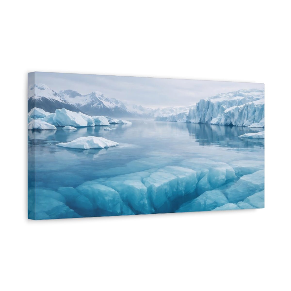 Nature Arctic Landscape Blue And White - Canvas Wall Art Print - YesArtYes