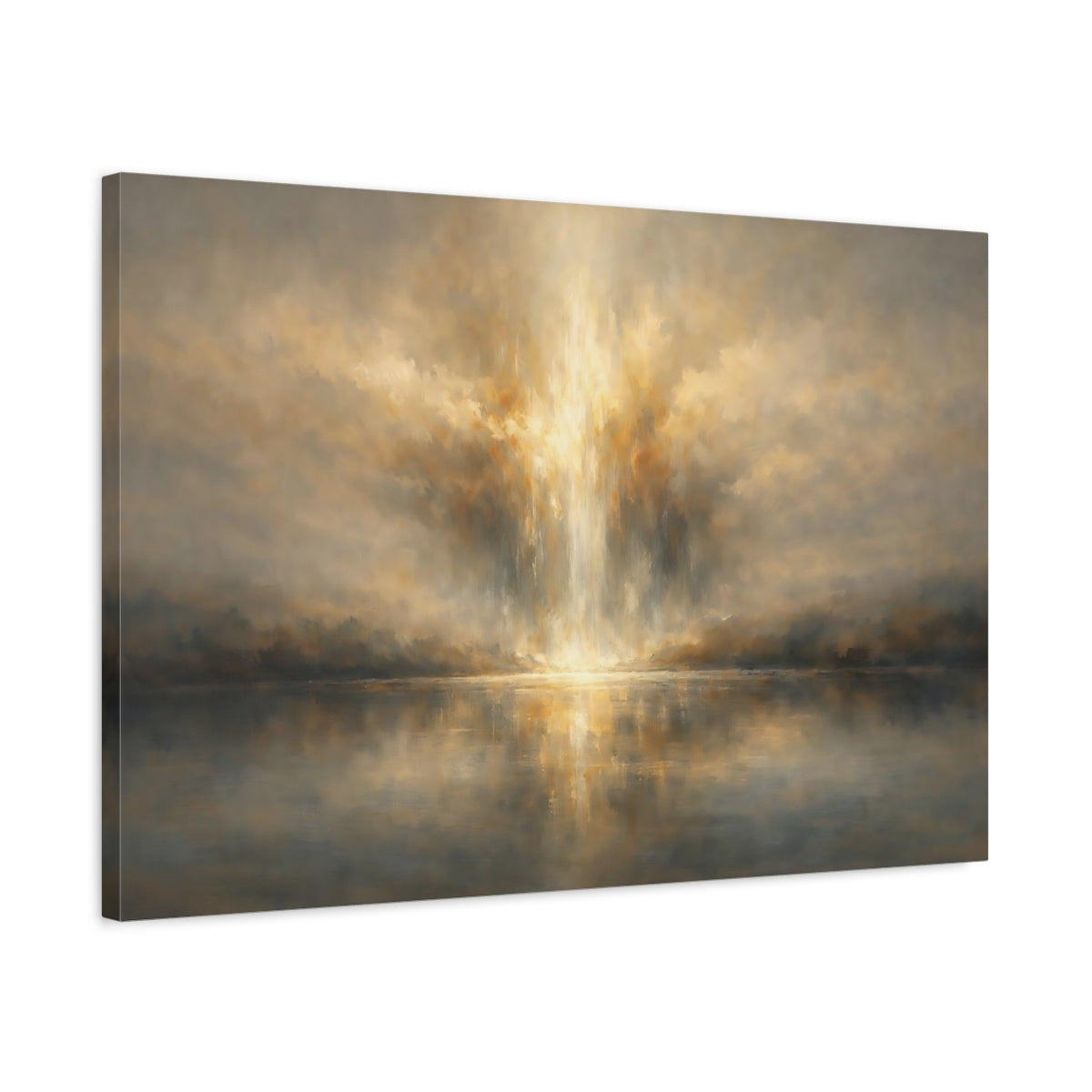 Side Mockup 2. Nature Atmospheric Light Golden Light shown as stretched canvas wall art