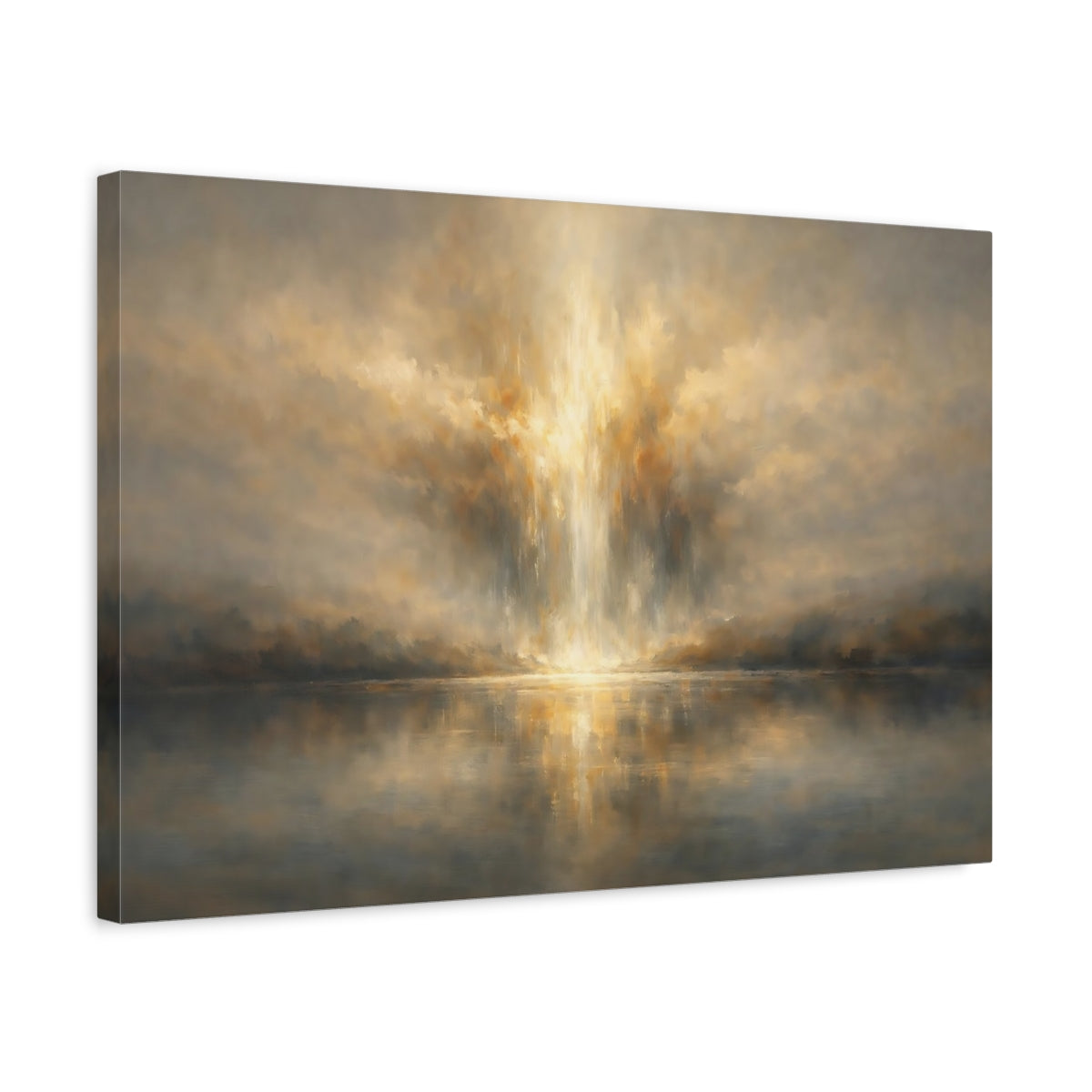 Side Mockup 3. Nature Atmospheric Light Golden Light shown as stretched canvas wall art