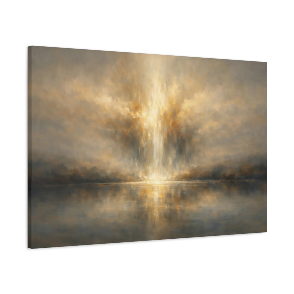 Side Mockup 1. Nature Atmospheric Light Golden Light shown as stretched canvas wall art