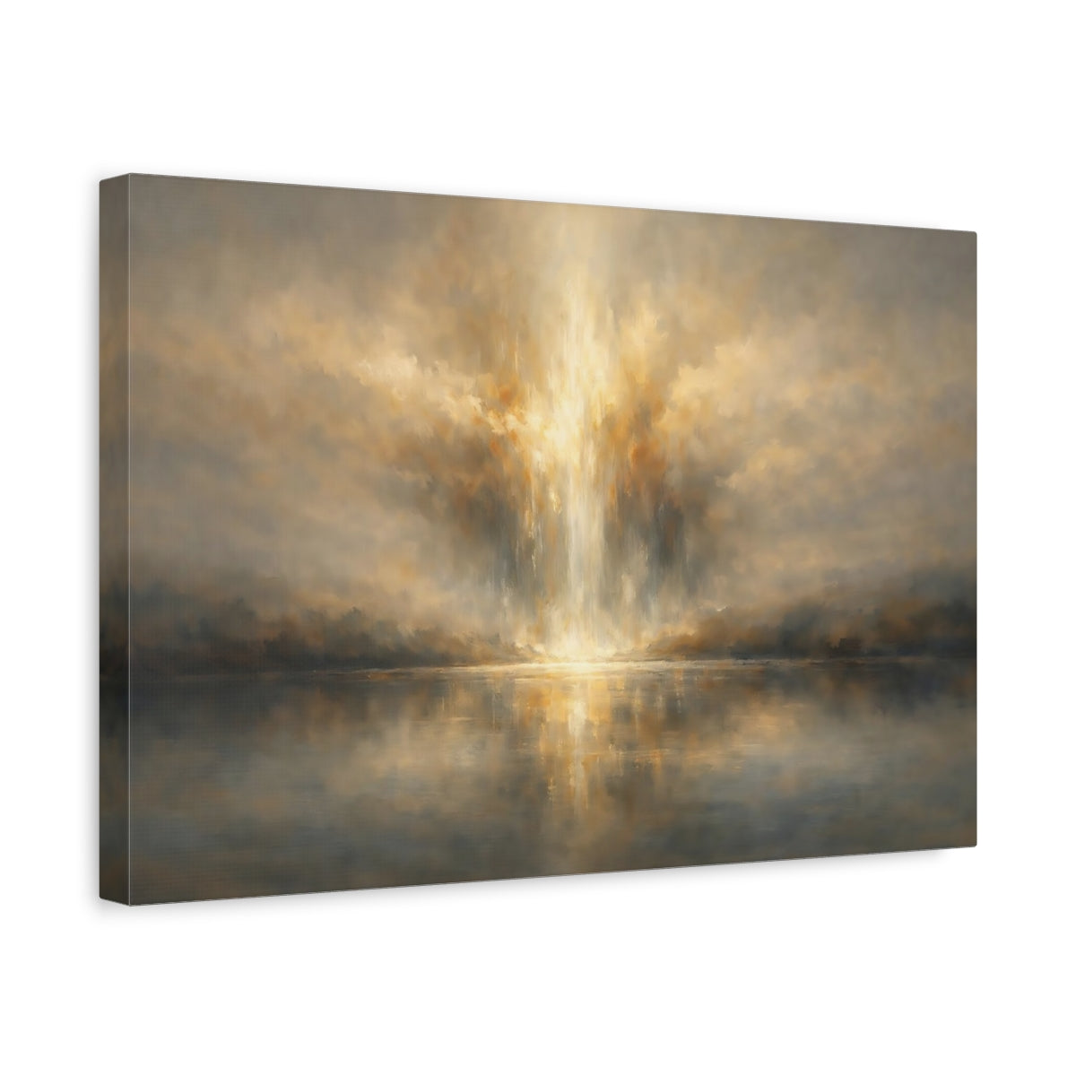 Side Mockup 4. Nature Atmospheric Light Golden Light shown as stretched canvas wall art