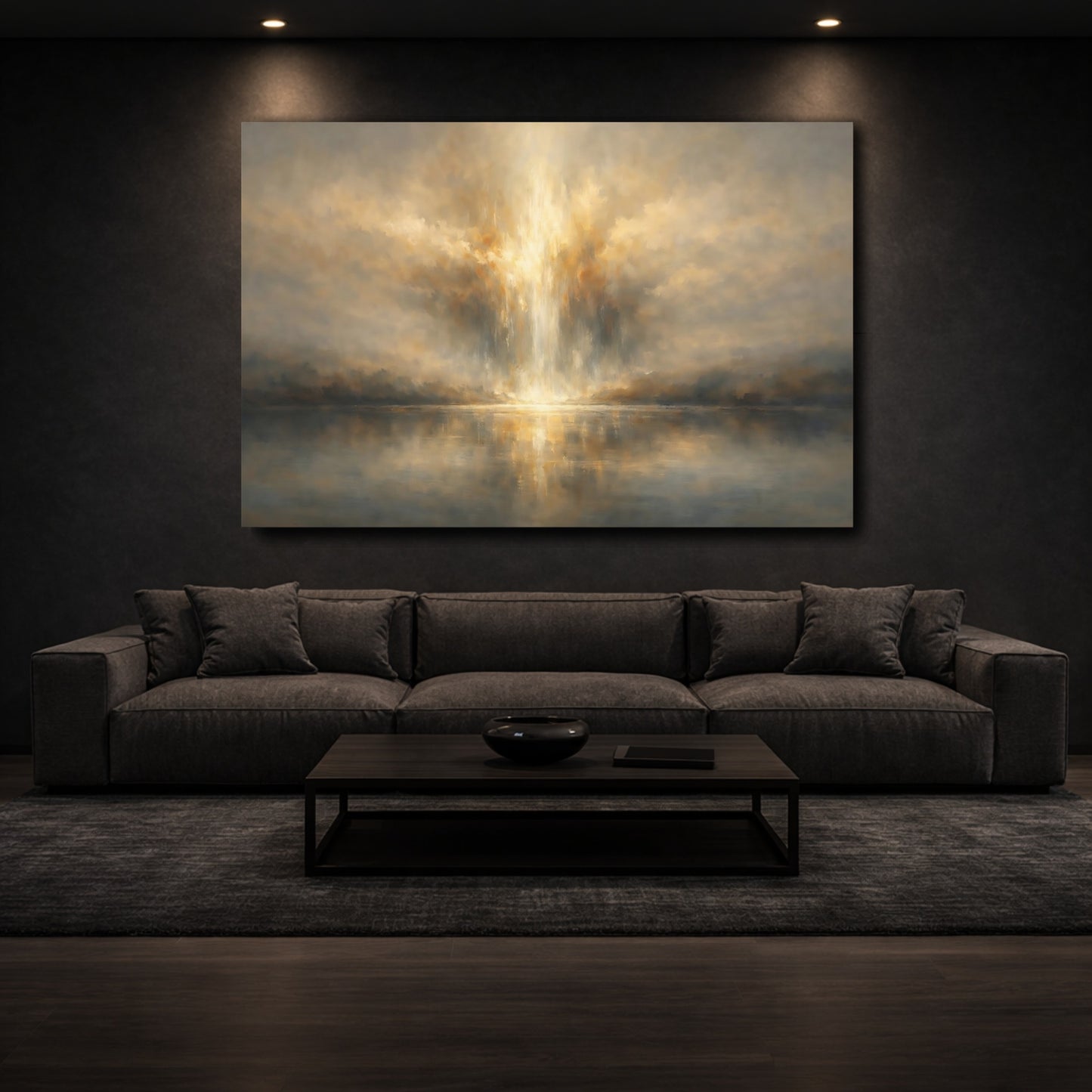 Mockup 2. Nature Atmospheric Light Golden Light shown as stretched canvas wall art