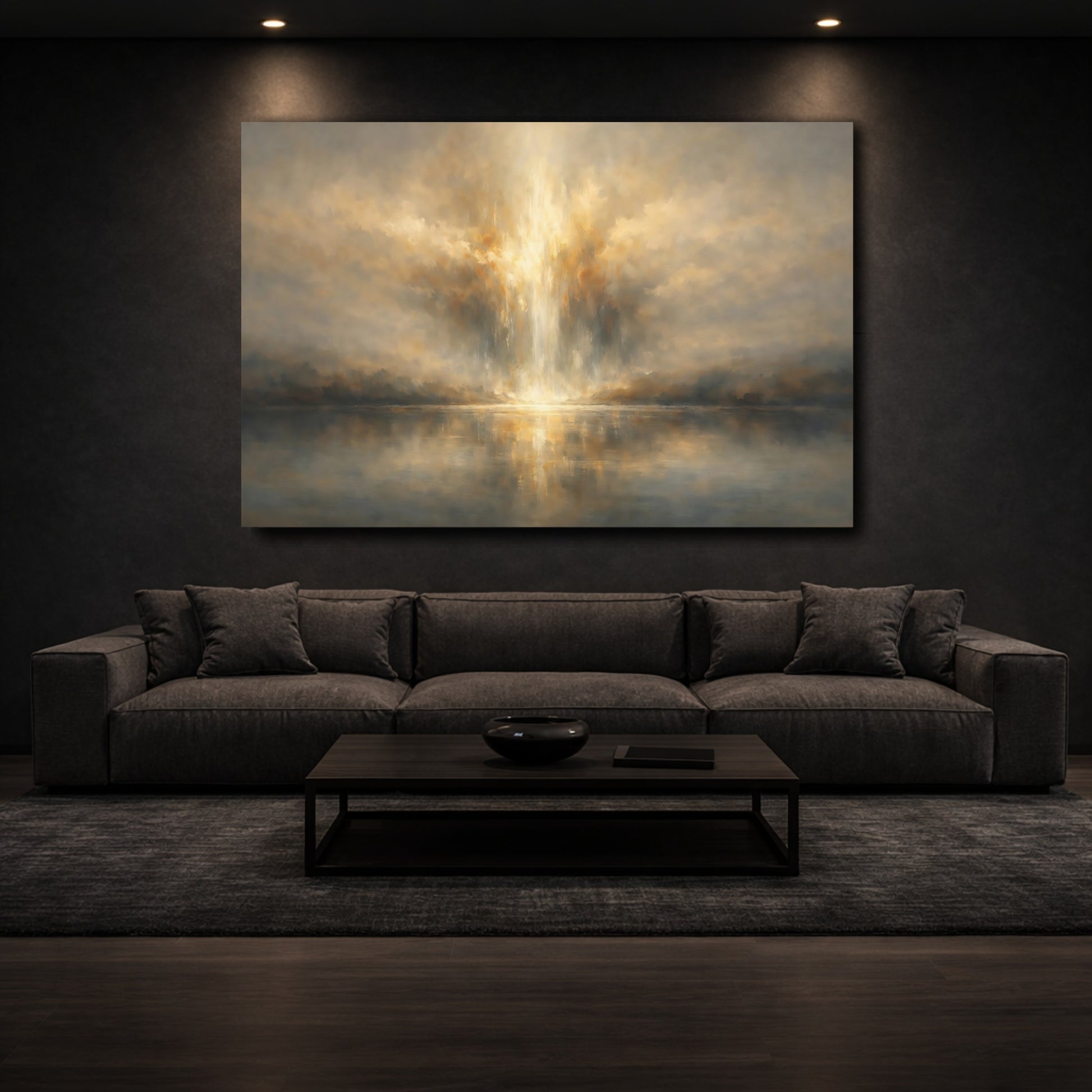 Mockup 2. Nature Atmospheric Light Golden Light shown as stretched canvas wall art