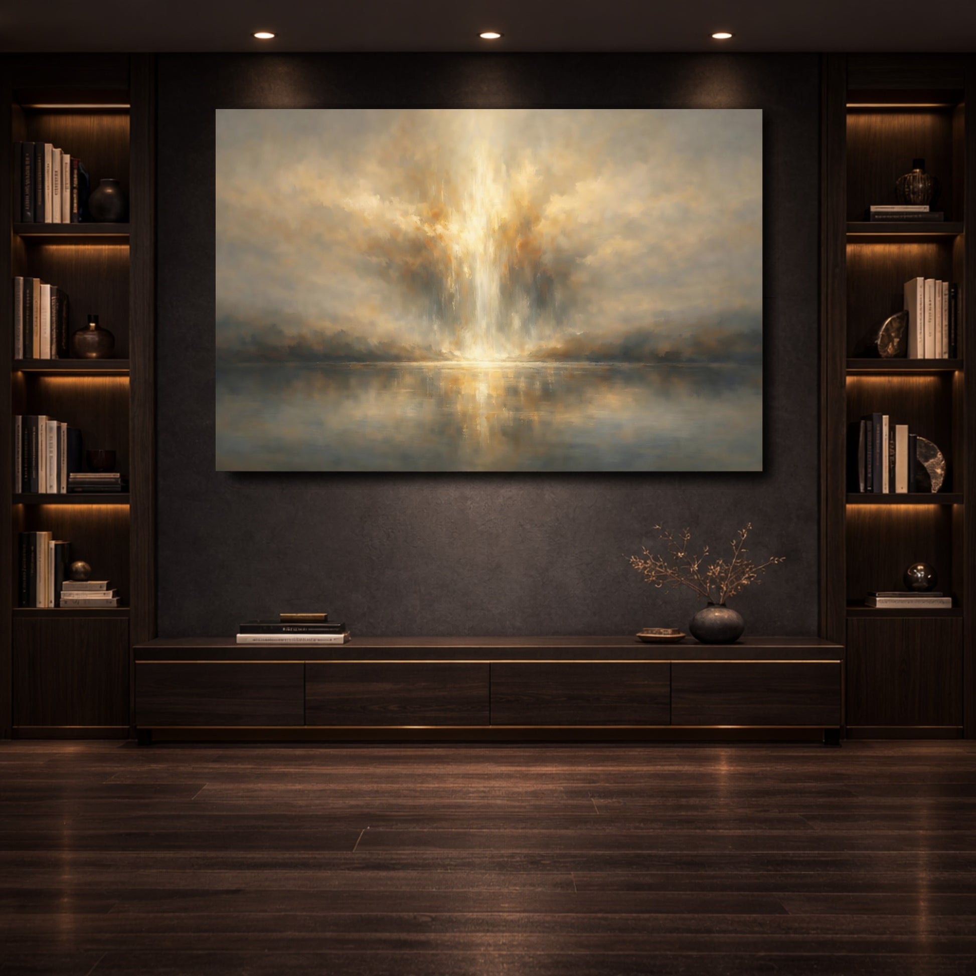 Mockup 3. Nature Atmospheric Light Golden Light shown as stretched canvas wall art