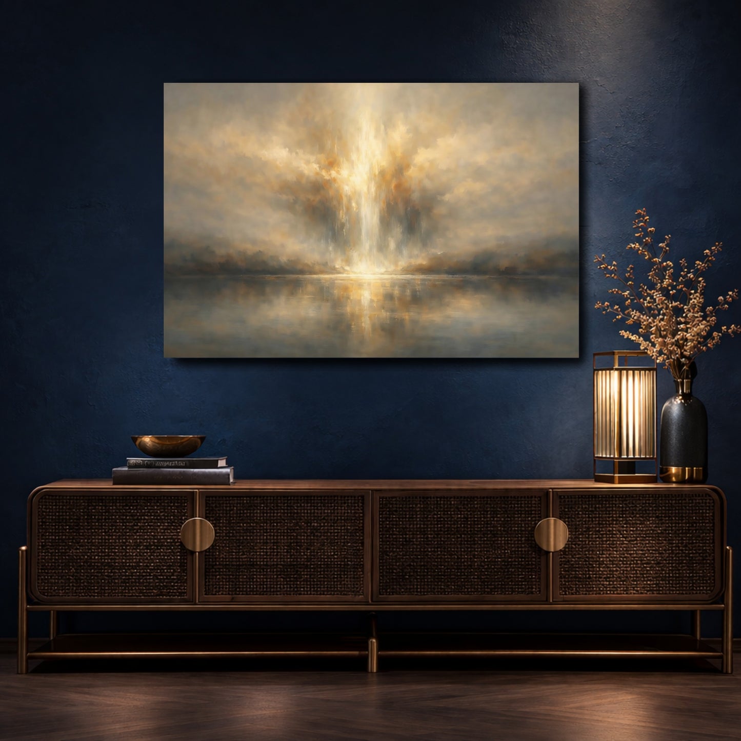 Mockup 4. Nature Atmospheric Light Golden Light shown as stretched canvas wall art