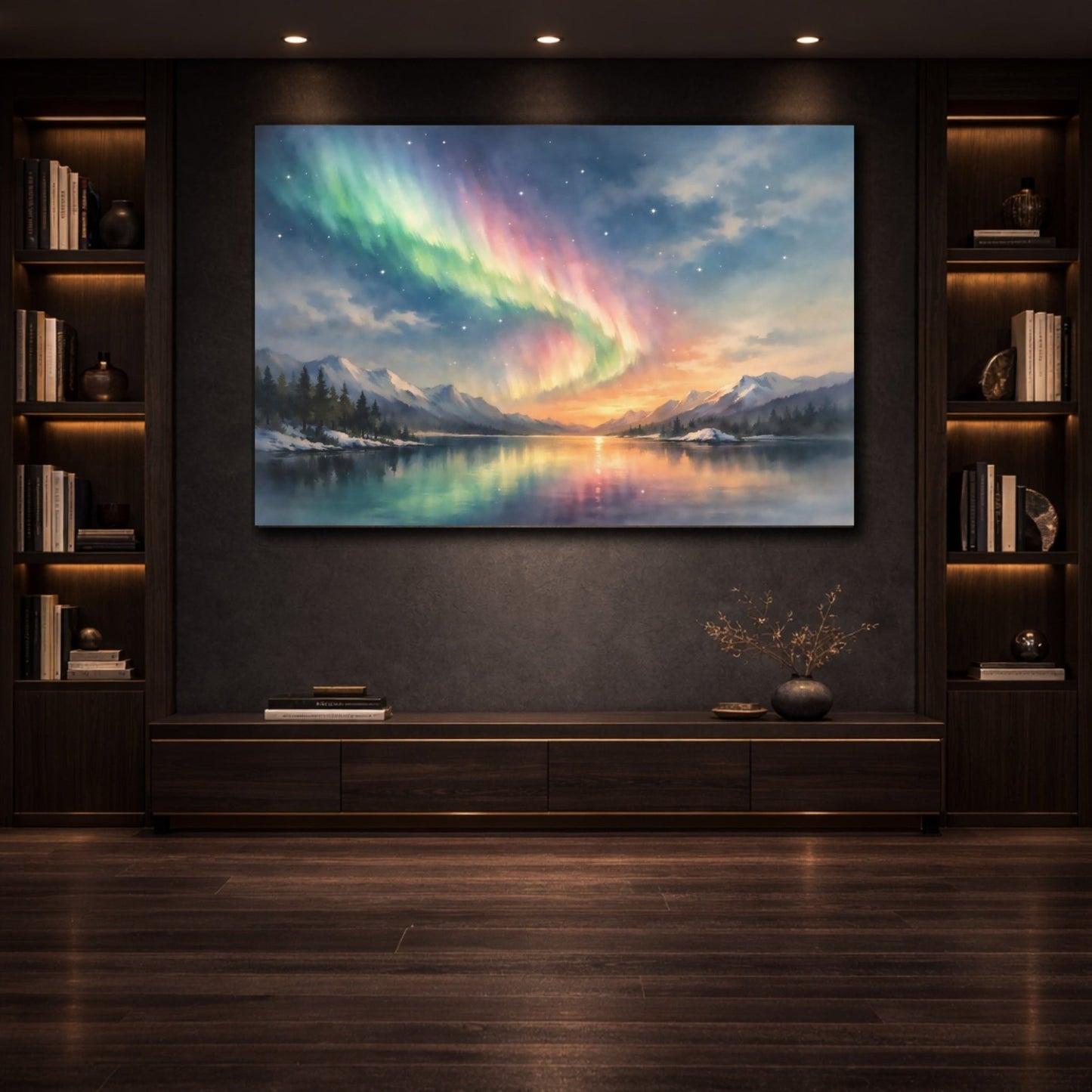 Nature Aurora Borealis Colorful - Canvas Wall Art Print - YesArtYes