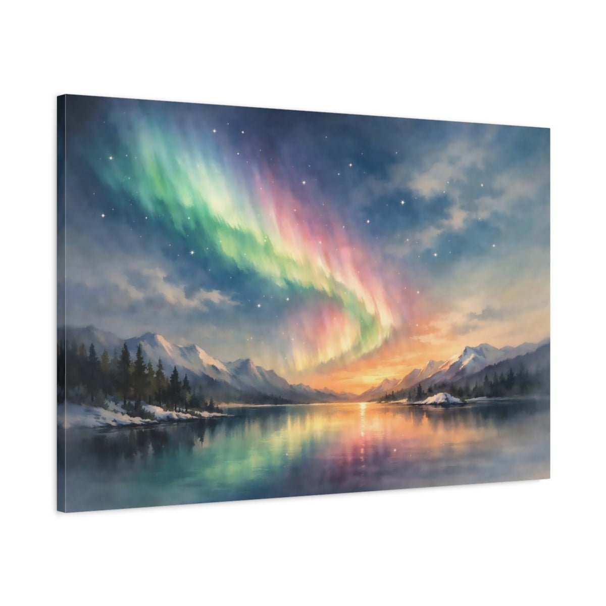 Nature Aurora Borealis Colorful - Canvas Wall Art Print - YesArtYes