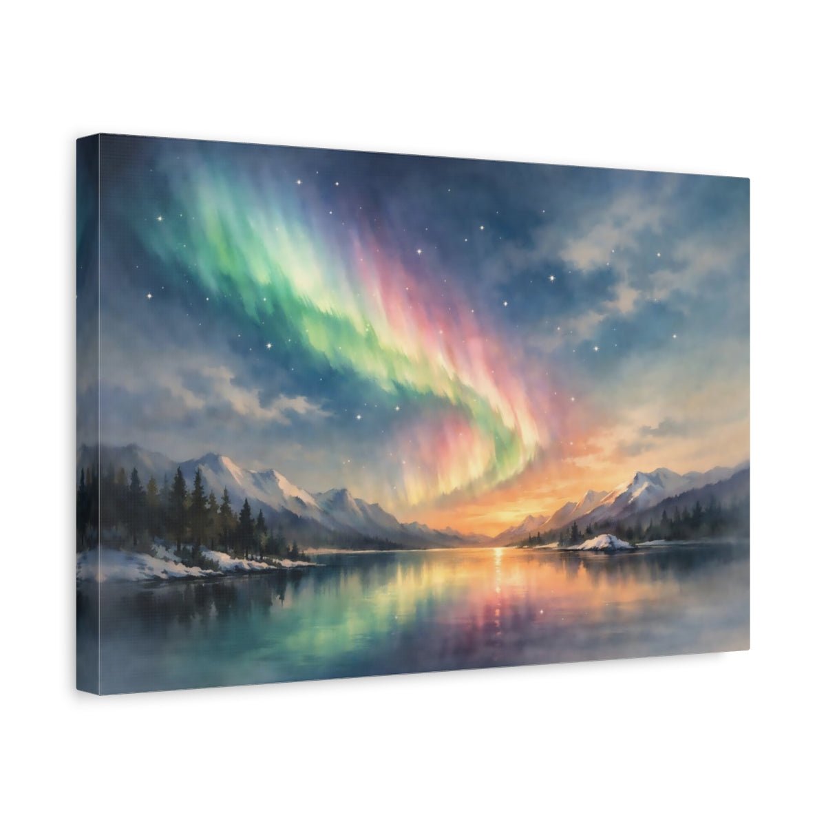 Nature Aurora Borealis Colorful - Canvas Wall Art Print - YesArtYes