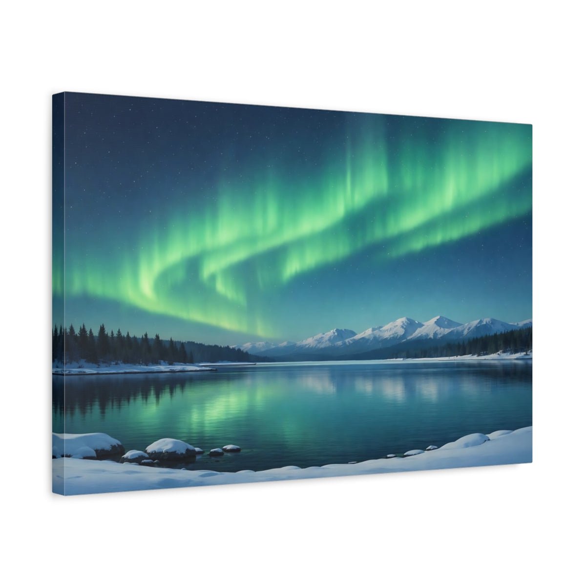 Nature Aurora Borealis Green And Blue - Canvas Wall Art Print - YesArtYes