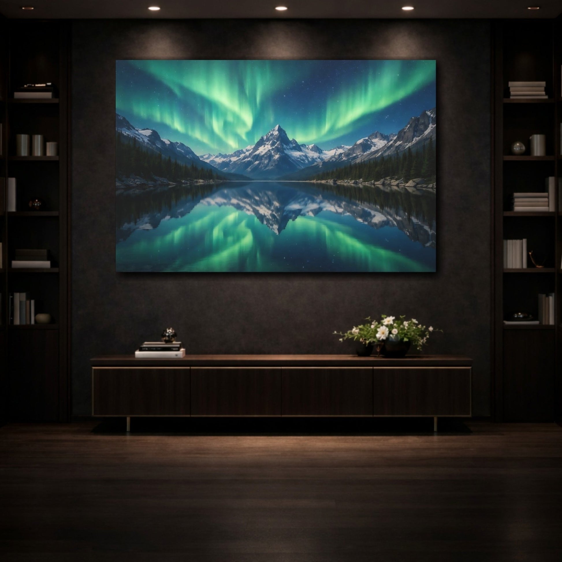 Nature Aurora Borealis Green And Blue - Canvas Wall Art Print - YesArtYes