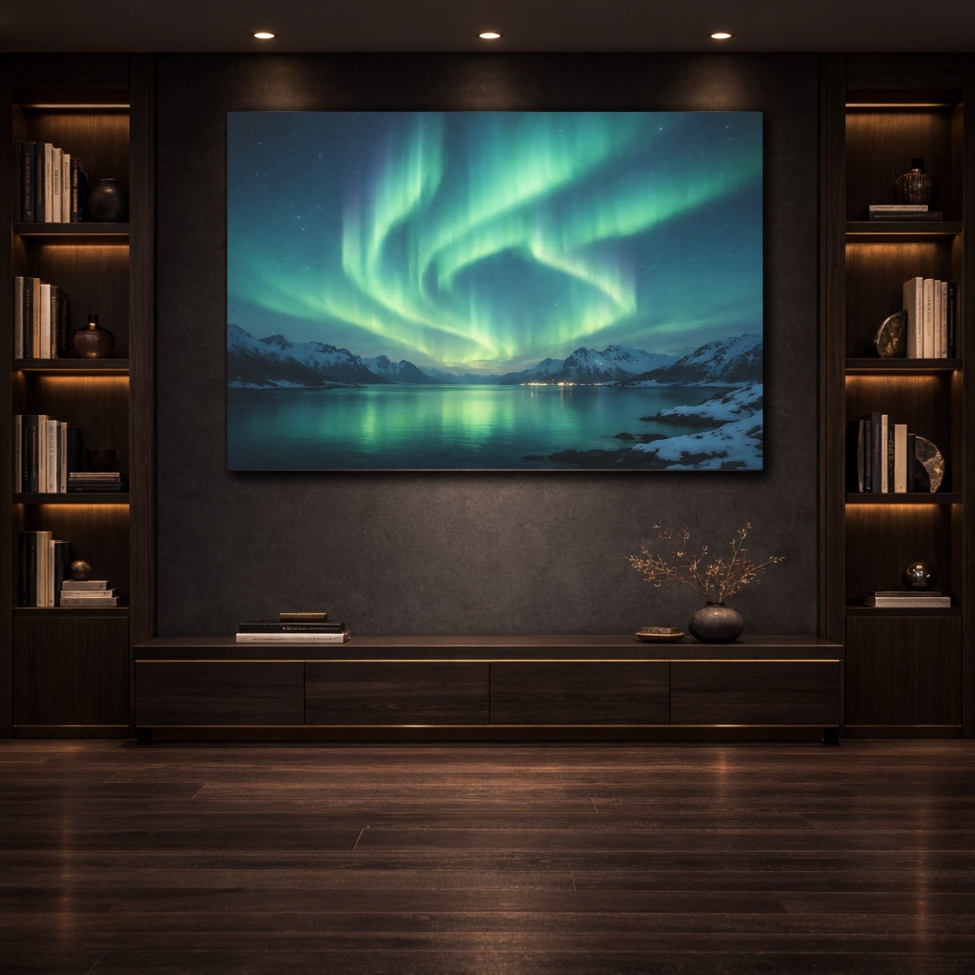 Nature Aurora Borealis Green And Blue - Canvas Wall Art Print - YesArtYes