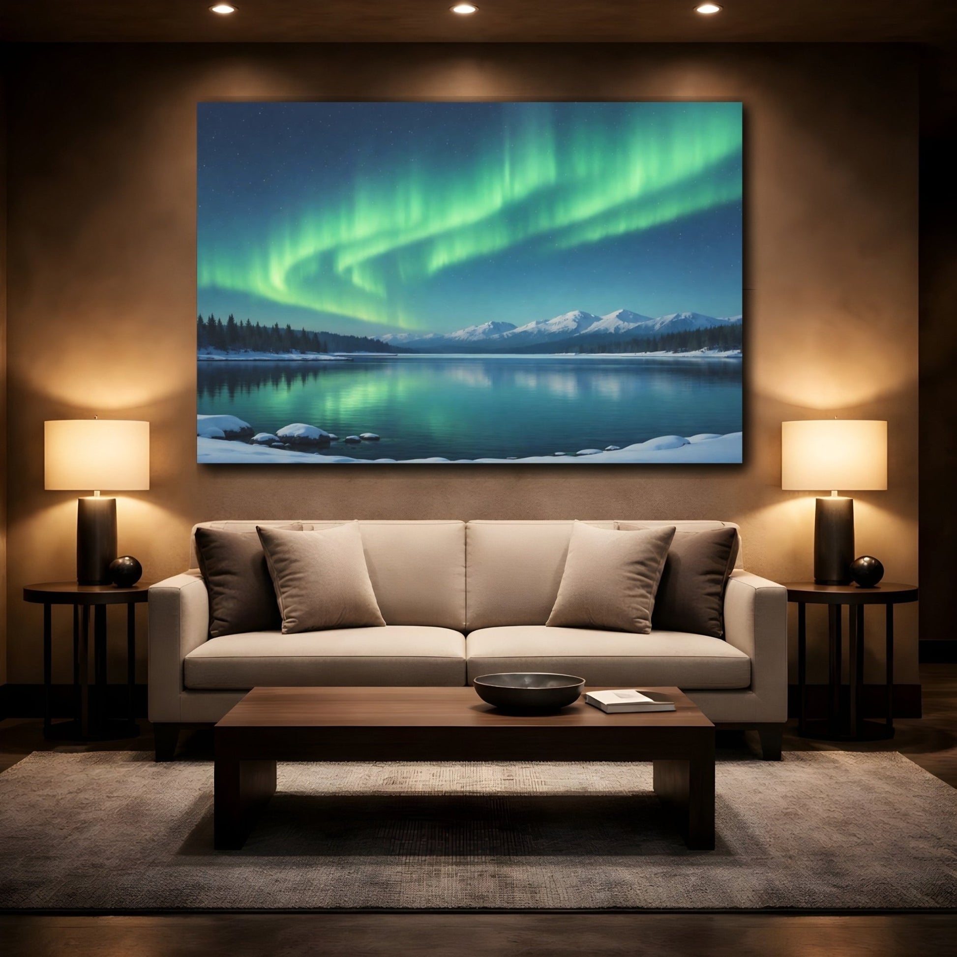 Nature Aurora Borealis Green And Blue - Canvas Wall Art Print - YesArtYes